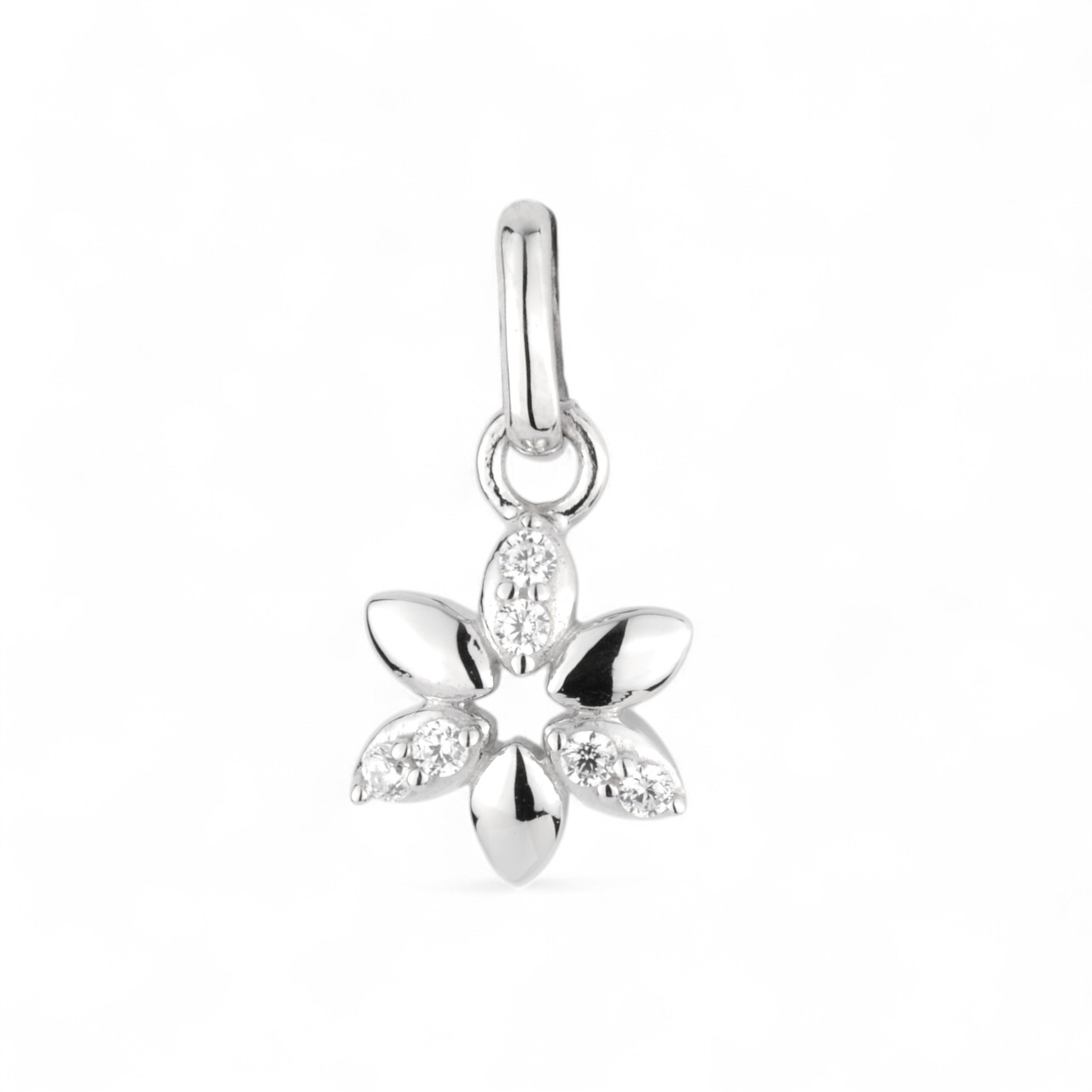 Schmidt Anhänger Blume aus 925 Silber mit Zirkonia für Damen und Kinder, 14x7,1mm, silberfarben