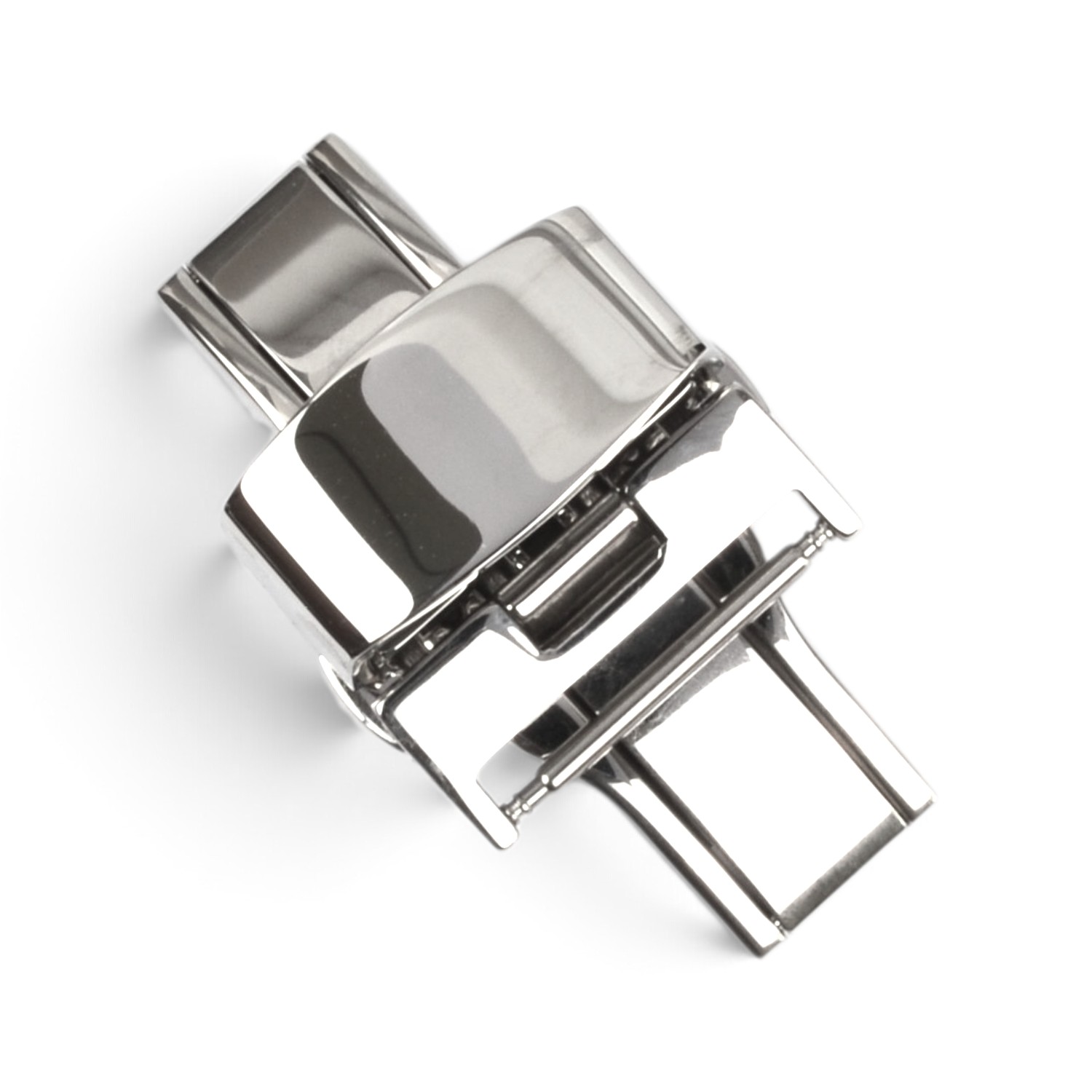 Vater & Sohn Faltschließe für Lederband, Edelstahl silberfarben glänzend, 18 mm, Damen & Herren