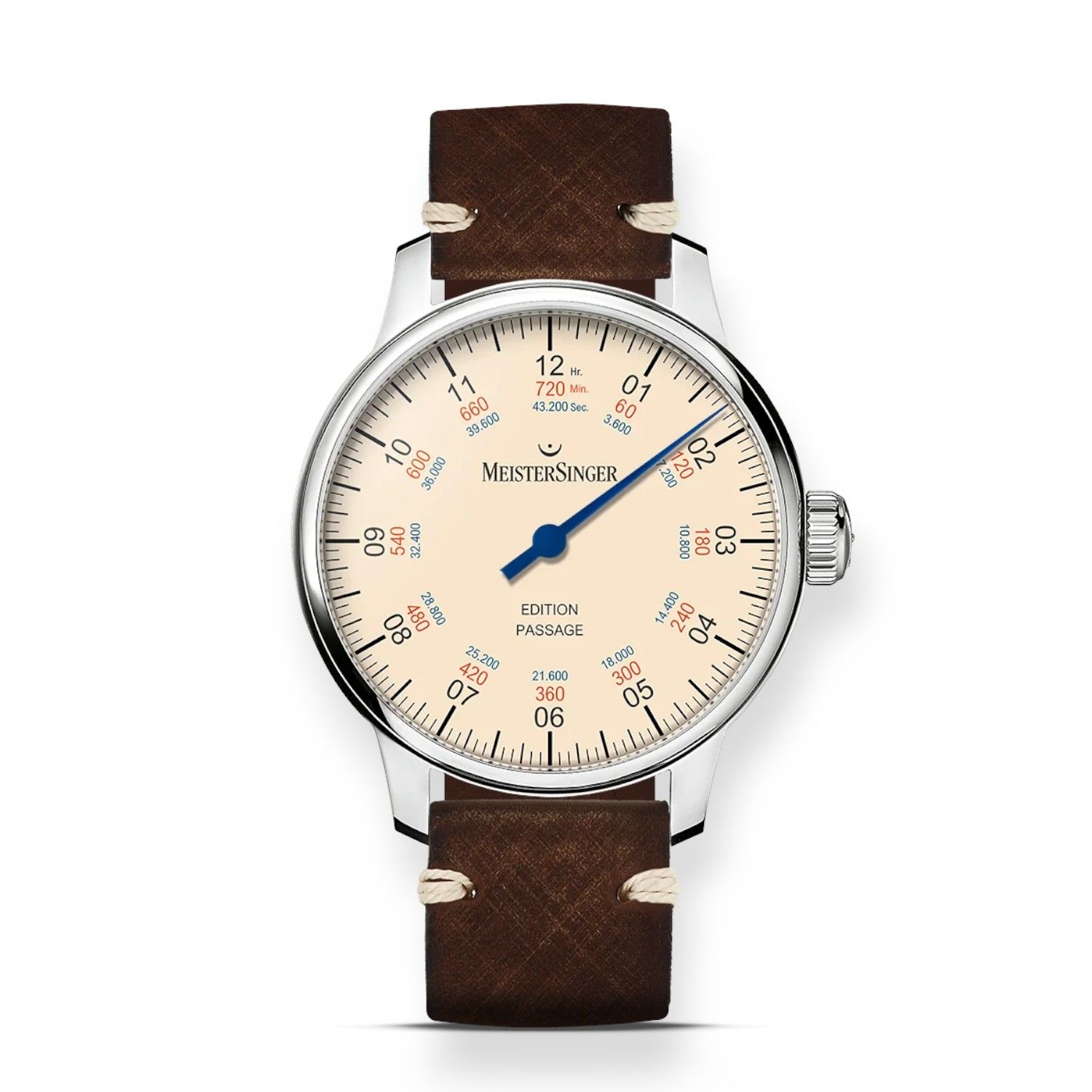 Meistersinger Unisex Automatikuhr Edition Passage, 43mm Edelstahl, Lederarmband, Safirglas