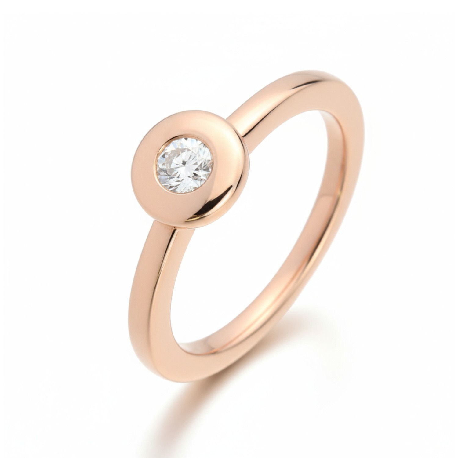 AMICI Damenring mit 0,15 ct Brillant in rot/roségoldfarben, Größe 55 aus 750 Gold