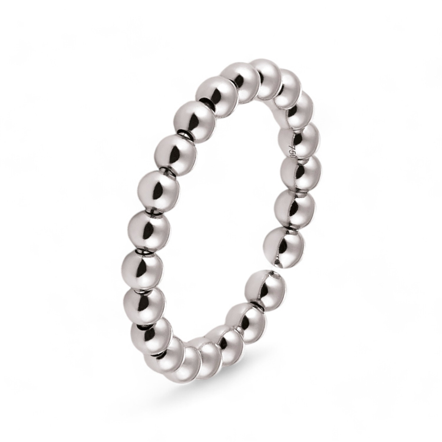 AMICI Damenring aus 750 Weißgold mit Kugeln, 3mm breit, silberfarben, Ringgröße 57