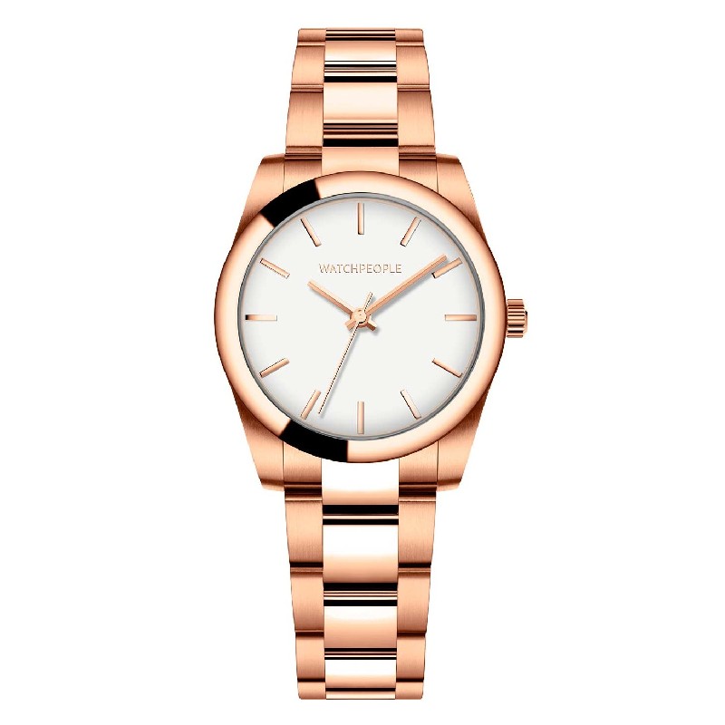 Watchpeople BS Audrey Damenuhr, Roségold/Weiß, Edelstahl, 34mm, Wasserdicht 10Bar