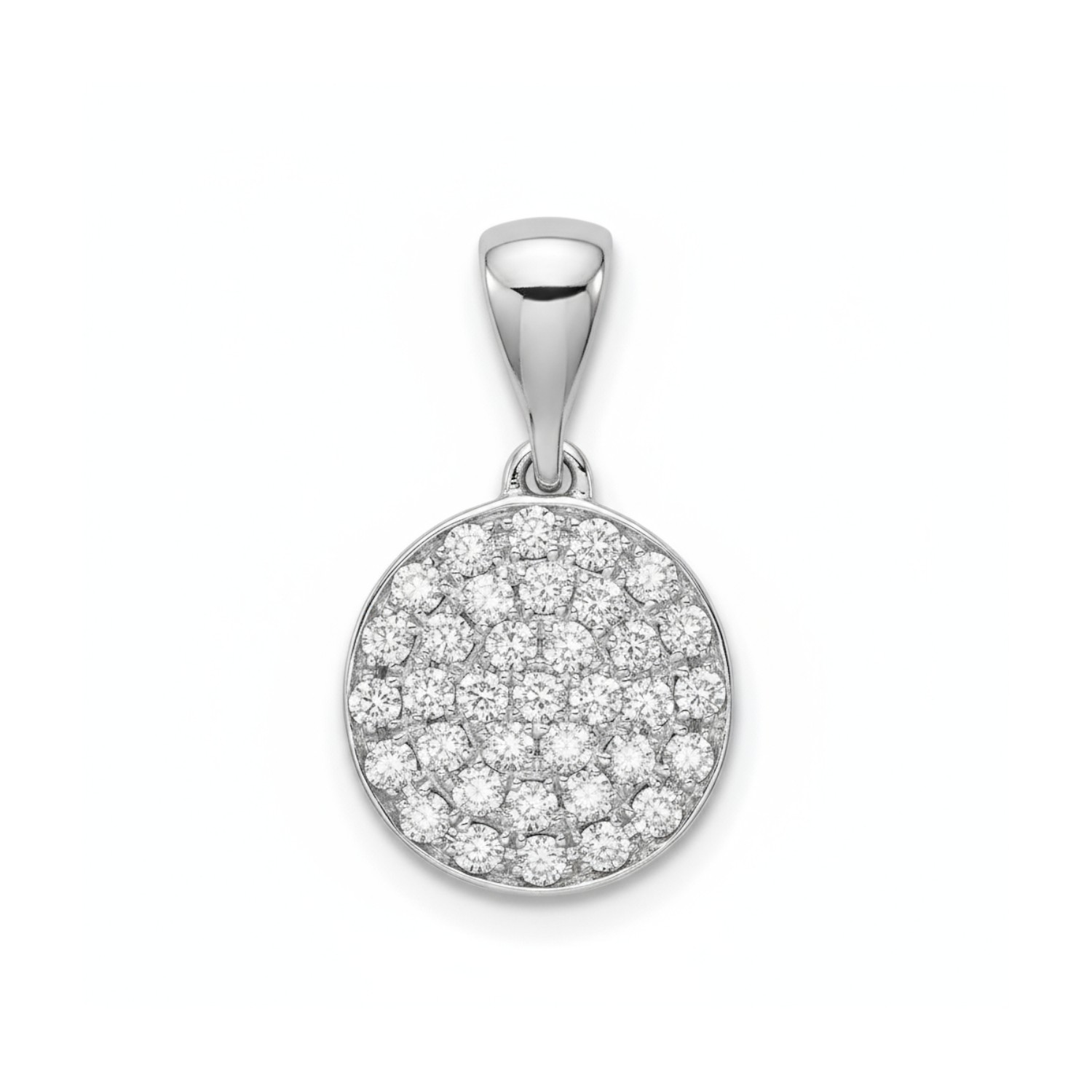 AMICI Damen Anhänger mit 35 Brillanten, Ø 7,8mm, 750 Gold, silberfarben, Wesselton-Weiß, 0,17 Carat