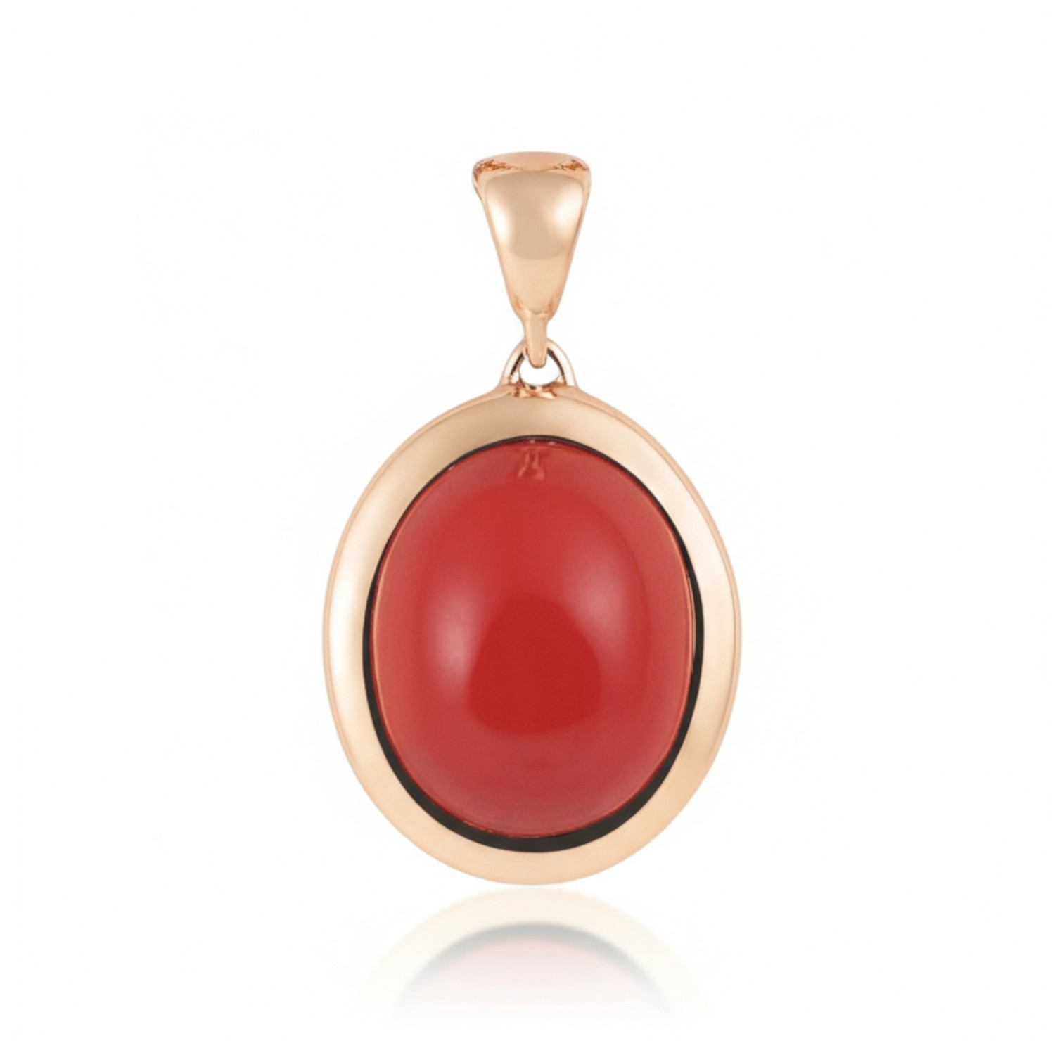 AMICI Damen Anhänger aus 750er Gold mit 2,33 ct roter rekonstruierter Koralle, ca. 17*11mm, roségoldfarben