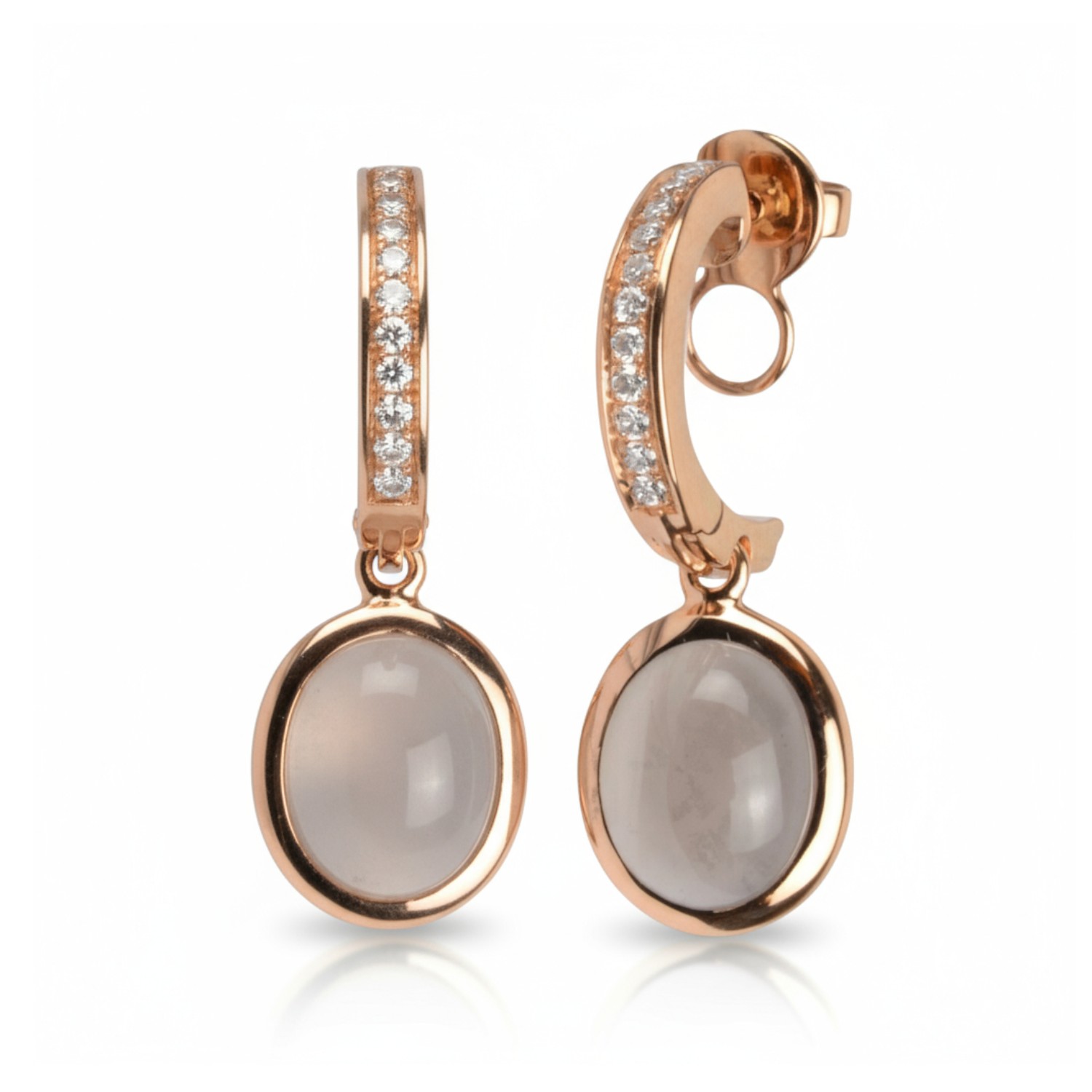 AMICI Ohrringe mit 2 Rauchquarz 4,83ct und 24 Brillanten in 750er Gold, rot/roségoldfarben für Damen