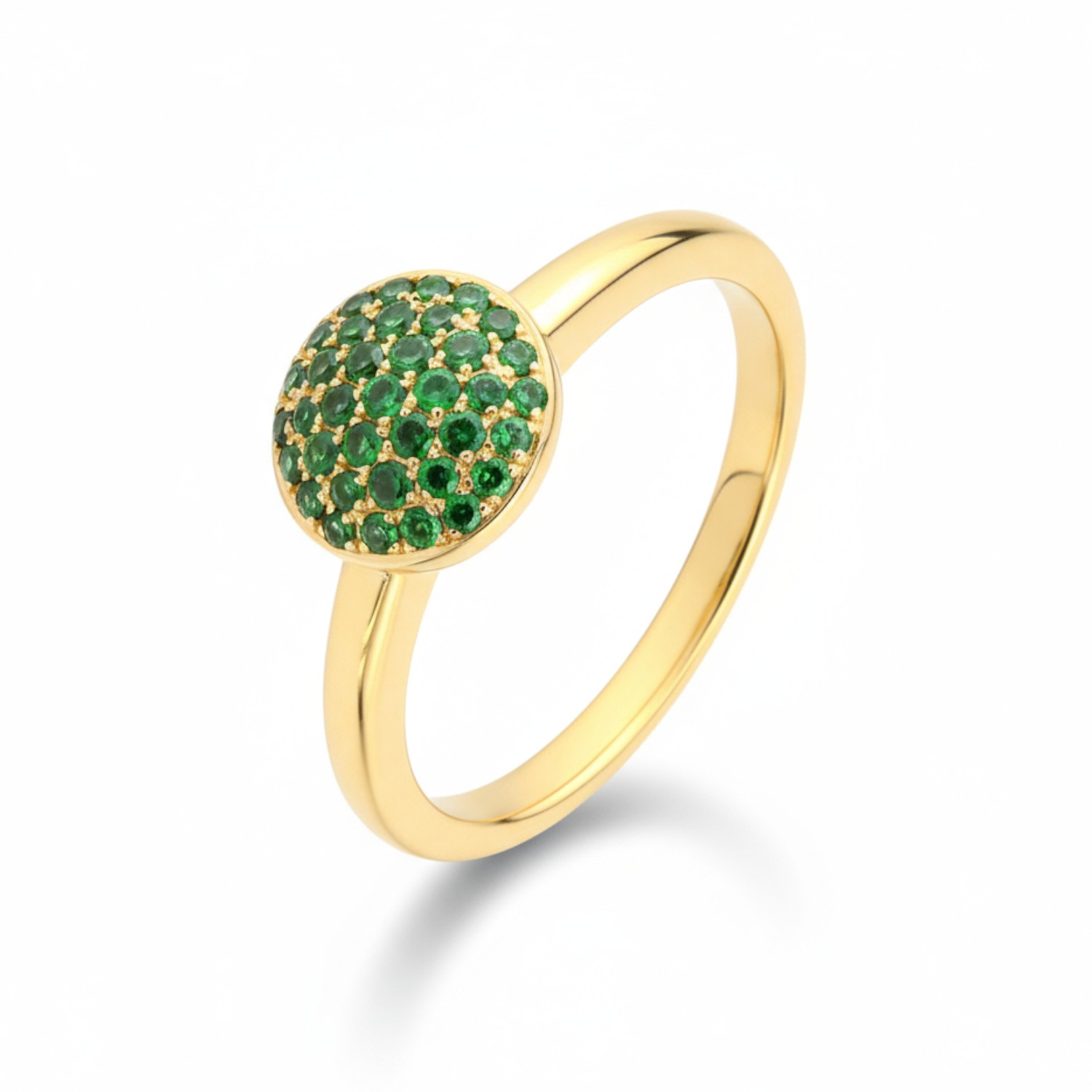 AMICI Damenring aus 750 Gold mit 37 Tsavoriten, Ø 9mm, grün, Ringgröße 55, eleganter Schmuck für besondere