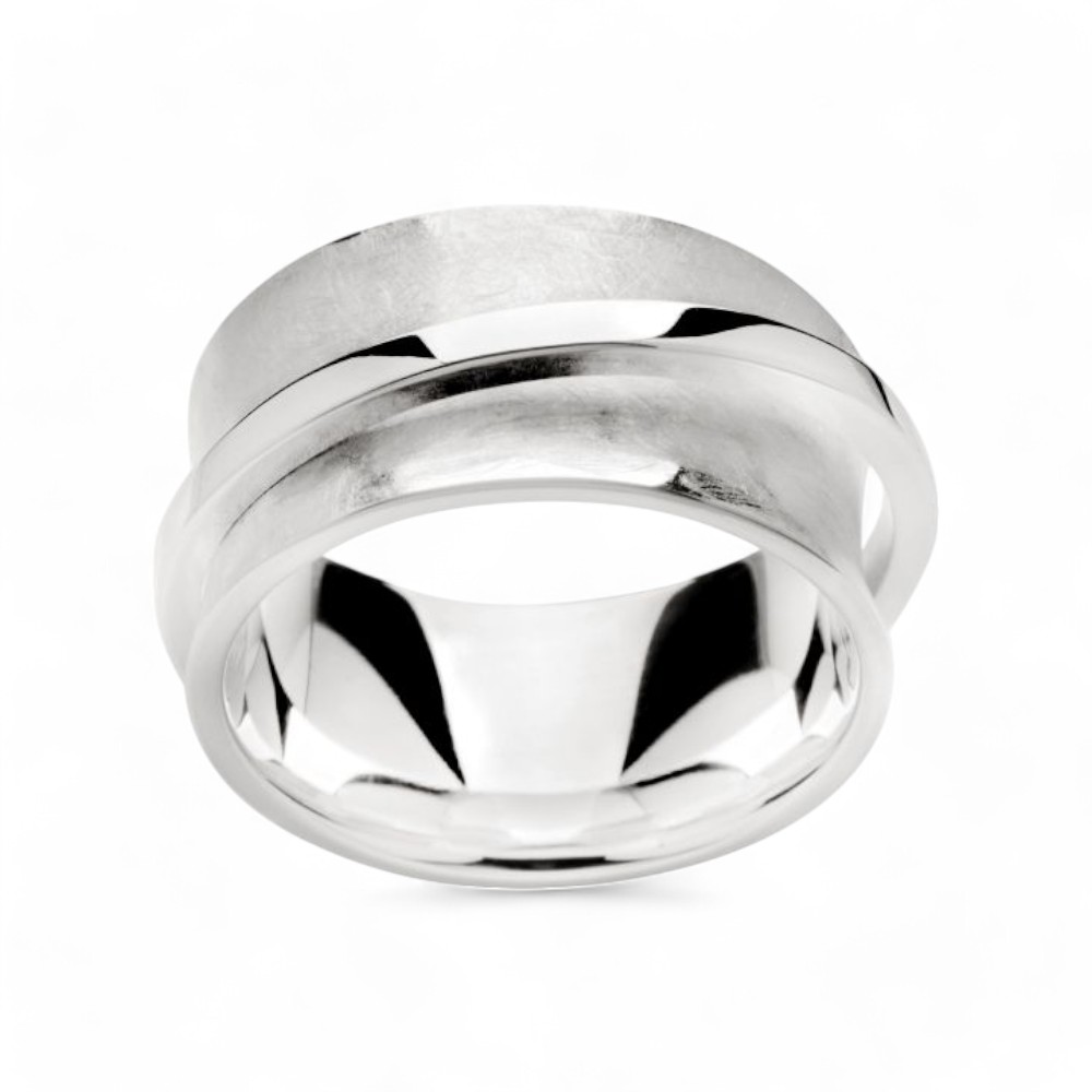 Bastian Damenring 925 Silber mattiert, 10mm, Größe 58, silberfarben - Eleganter Schmuck für jeden Anlass