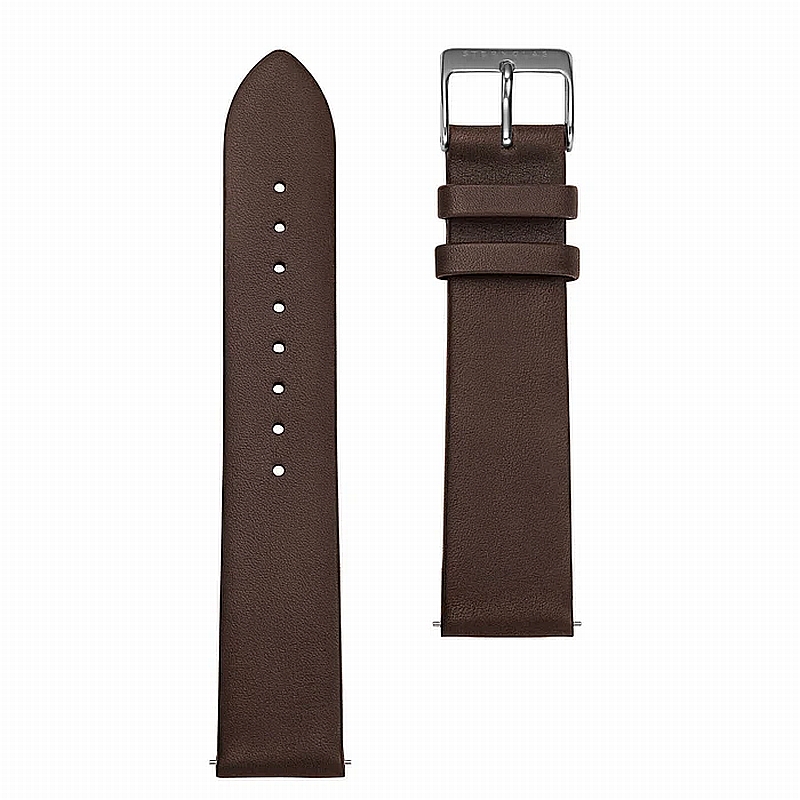 STERNGLAS Premium Uhrenarmband 20mm Dunkelbraun Leder mit Silberner Schließe für Herren und Damen