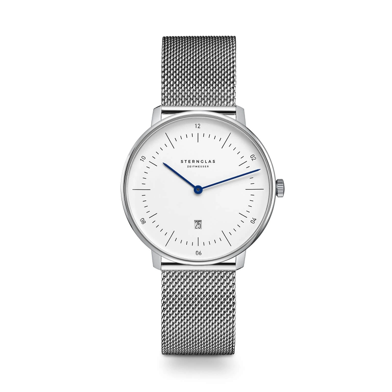 STERNGLAS Damenuhr Naos XS White Silver, Safirglas, 33mm Edelstahlgehäuse, Wasserdicht 5 Bar