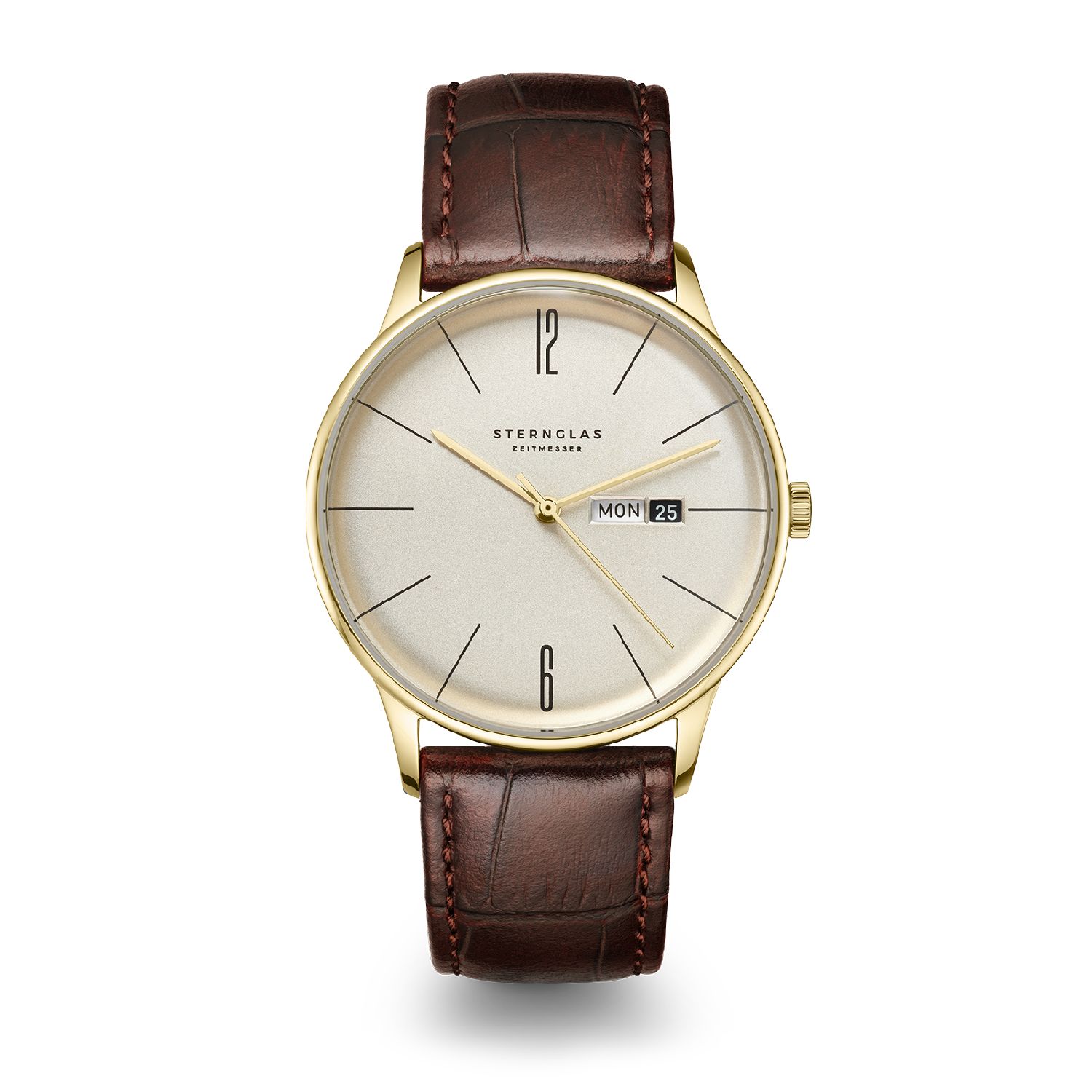 STERNGLAS BERLIN sepia gold – Unisex Armbanduhr 38mm, Leder, Safirglas, wasserdicht