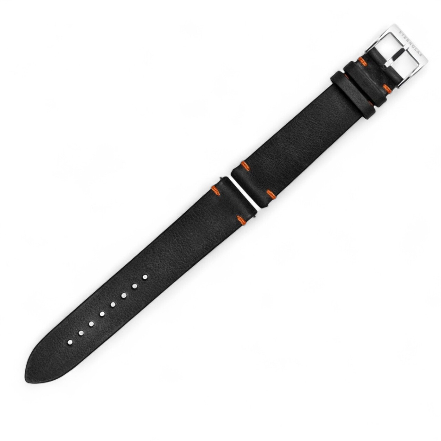 STERNGLAS Editionsband braun nero-orange für Naos Edition Küste, Leder, 20mm, für Herren und Damen