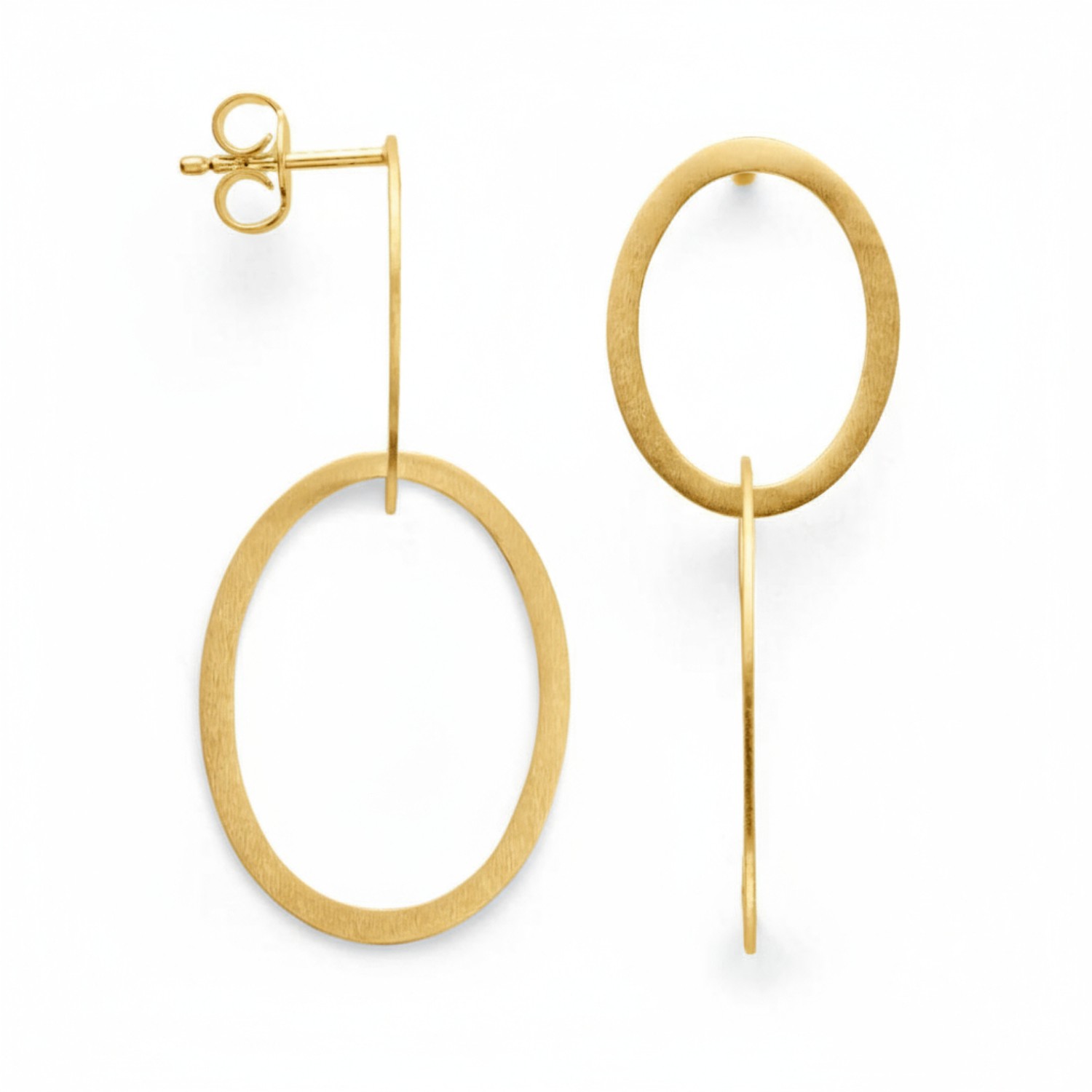 Ohrstecker Simple Elegance von Bastian in goldfarbenem 925er Silber für Damen, 17x37mm