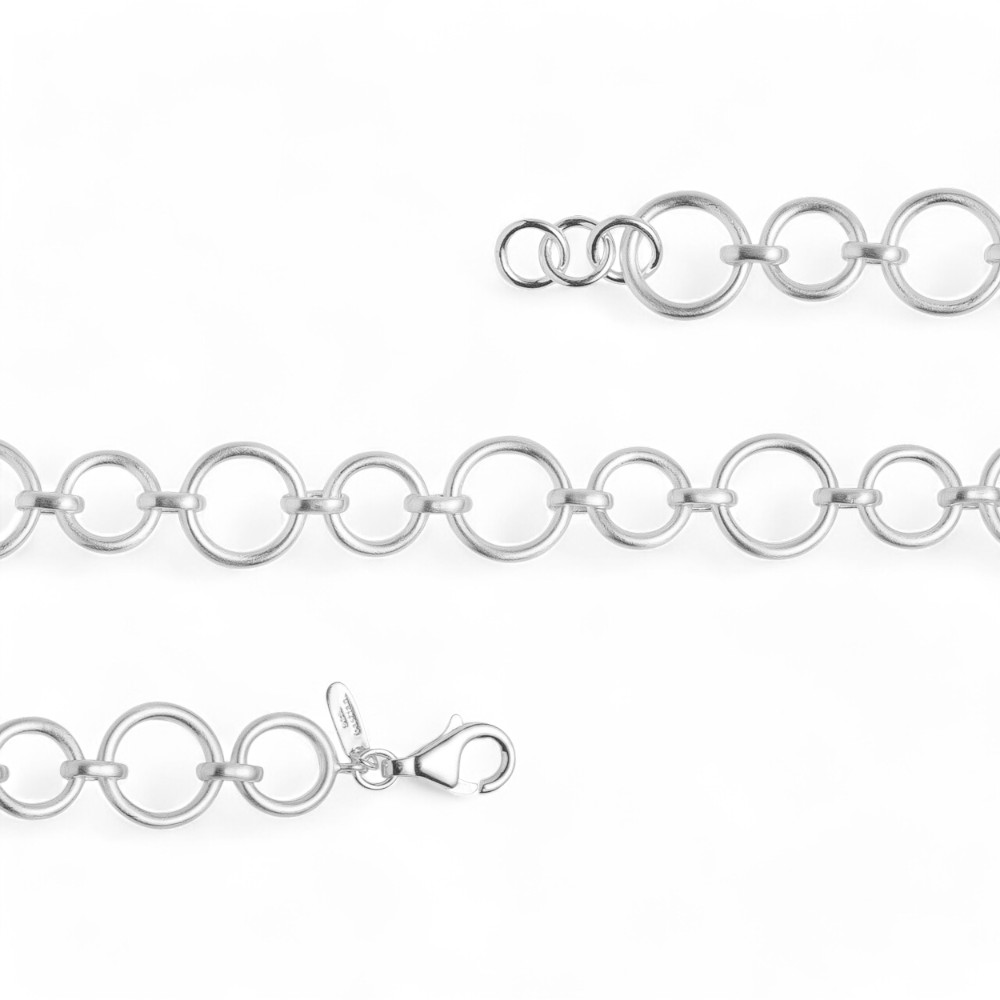 Bastian Damen Armband aus 925 Silber mit mattierter Oberfläche, 20cm + 1cm, silberfarben, Armschmuck