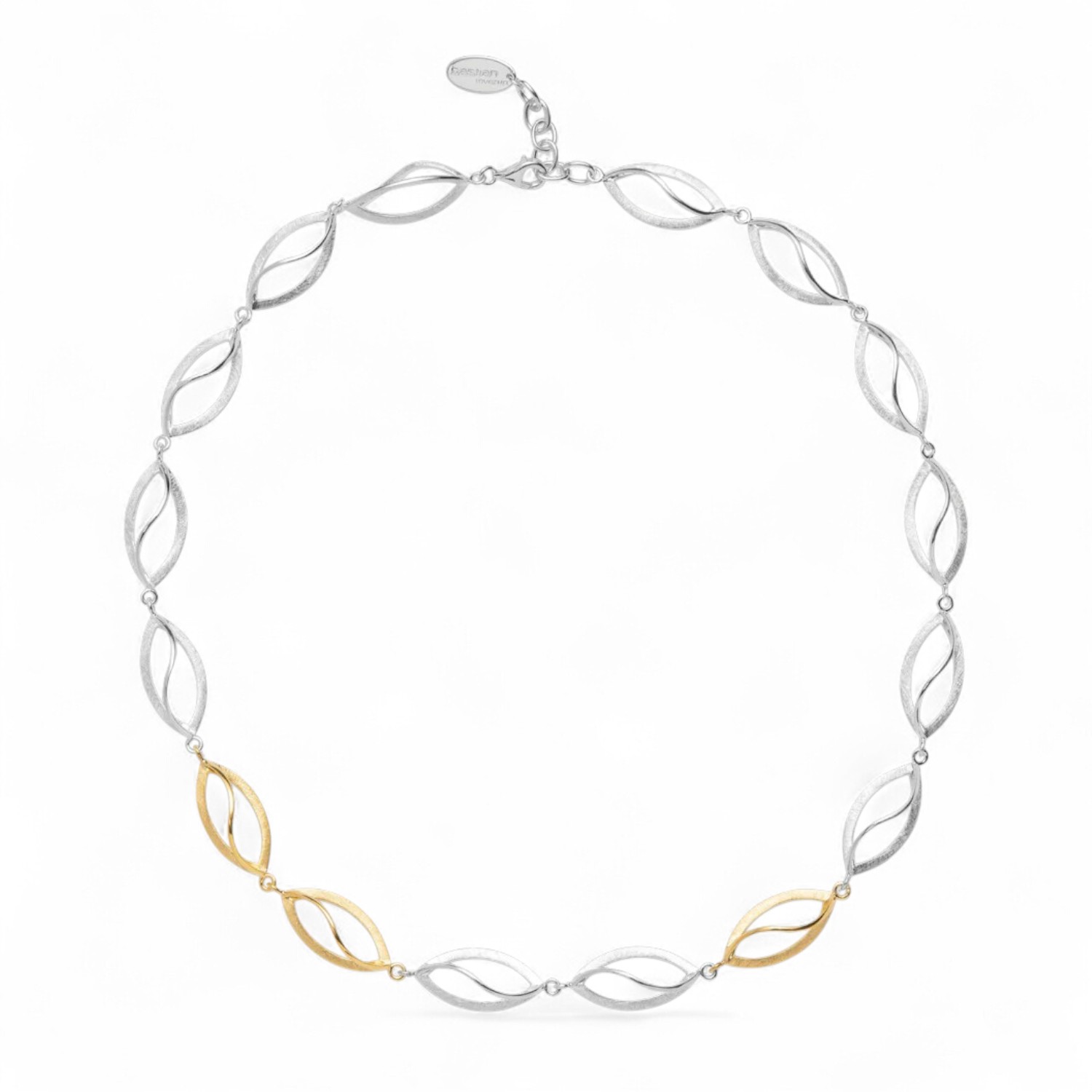 Bastian Collier Curvy Wonder Damenkette 925 Silber vergoldet, 48-51 cm, silber-gold, 13 mm Stärke