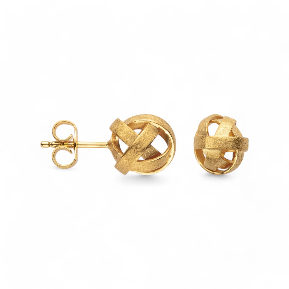 Ohrstecker Golden Knoten aus 925 Silber vergoldet für Damen – eleganter Ohrschmuck in Gold, Ø 9mm