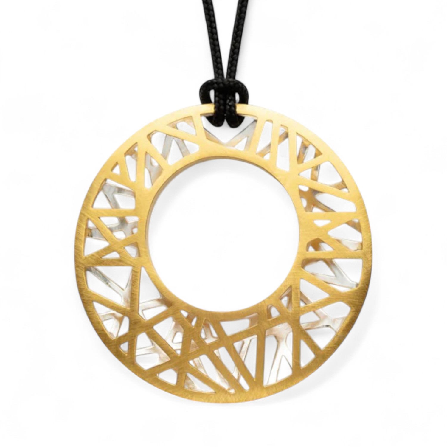 Bastian Anhänger Bird Nest Collection für Damen, 60mm, silber- und goldfarben, 925 Silber vergoldet