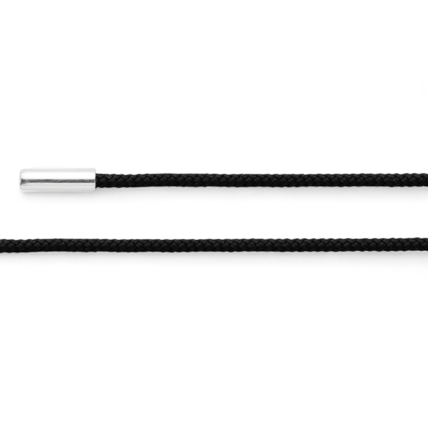 Bastian Damen Kette 100cm aus 925 Silber mit schwarzem Baumwollband, 2mm, silberfarbenes Design