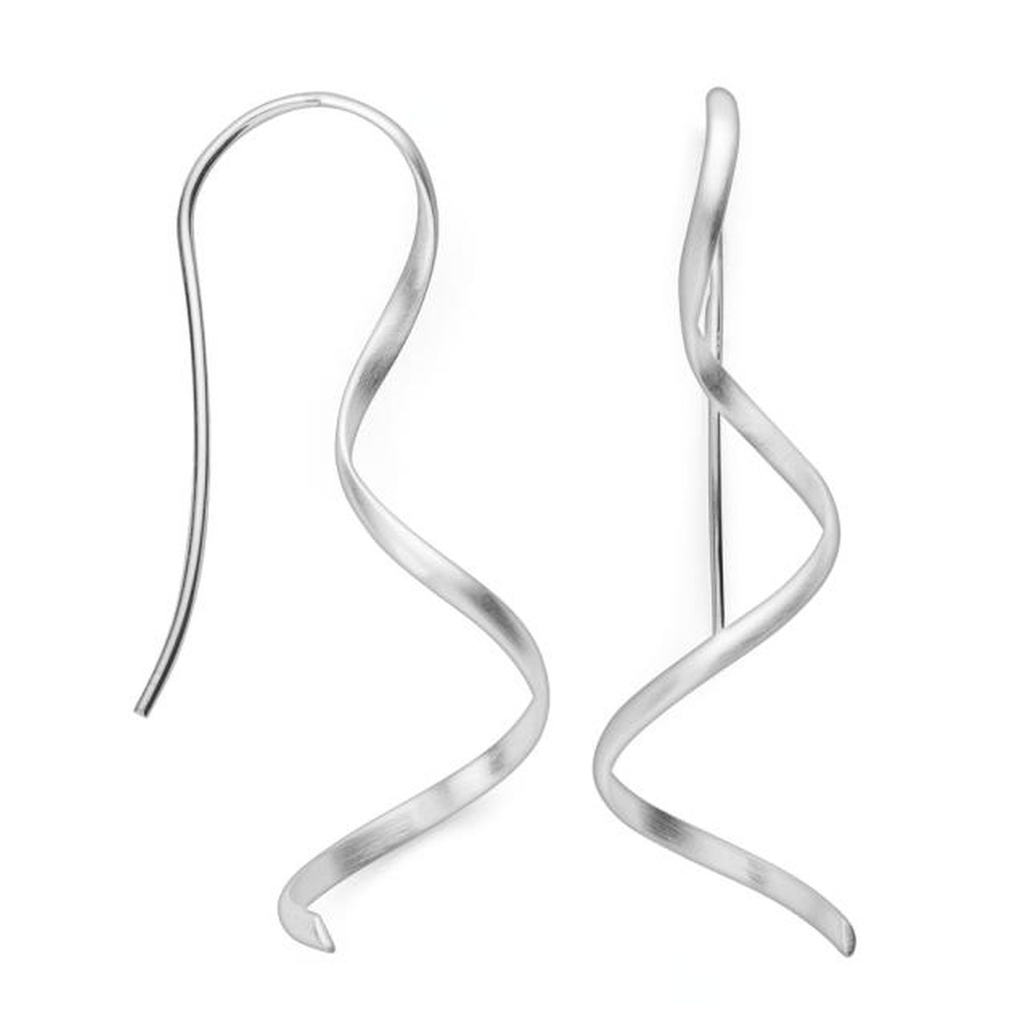 Bastian Ohrhänger Twisted Curl aus 925 Silber für Damen, 17x37mm, eleganter Ohrschmuck in Silberfarben