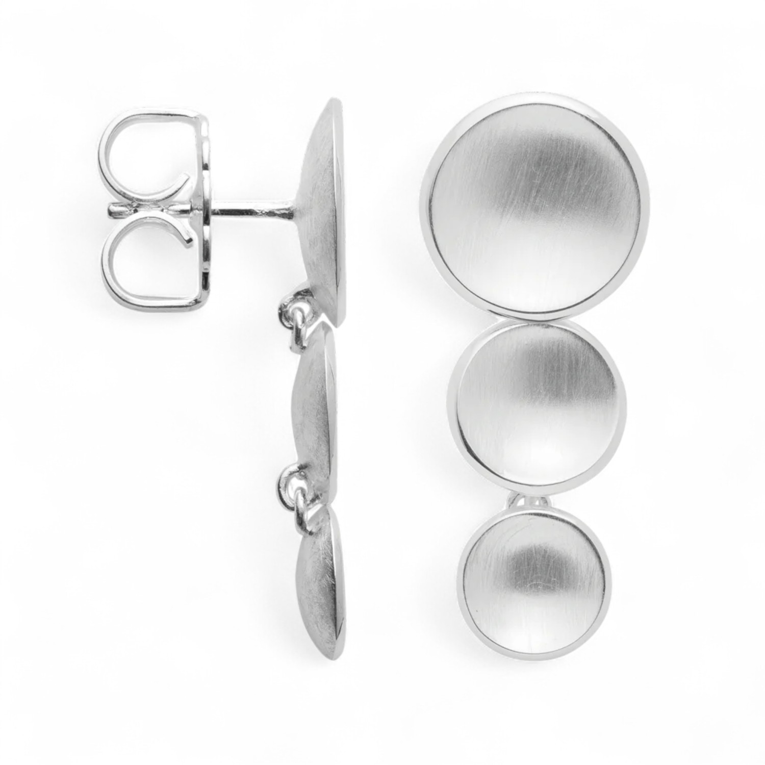 Ohrstecker Pure Moon von Bastian aus 925 Silber für Damen, 10x30mm, silberfarben, eleganter Ohrschmuck