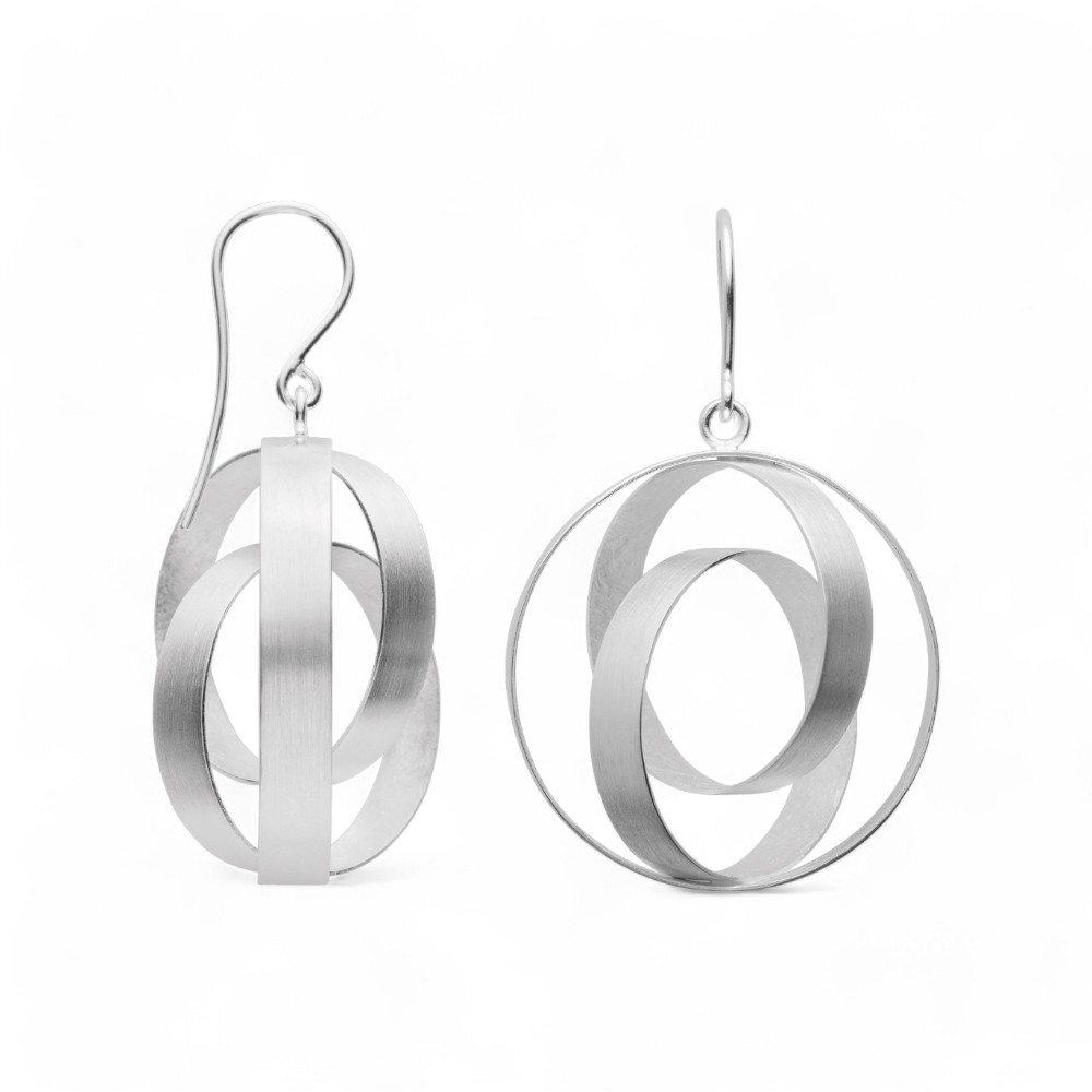 Bastian Ohrhänger für Damen, 925 Silber, mattiert, 4,5cm - Silber