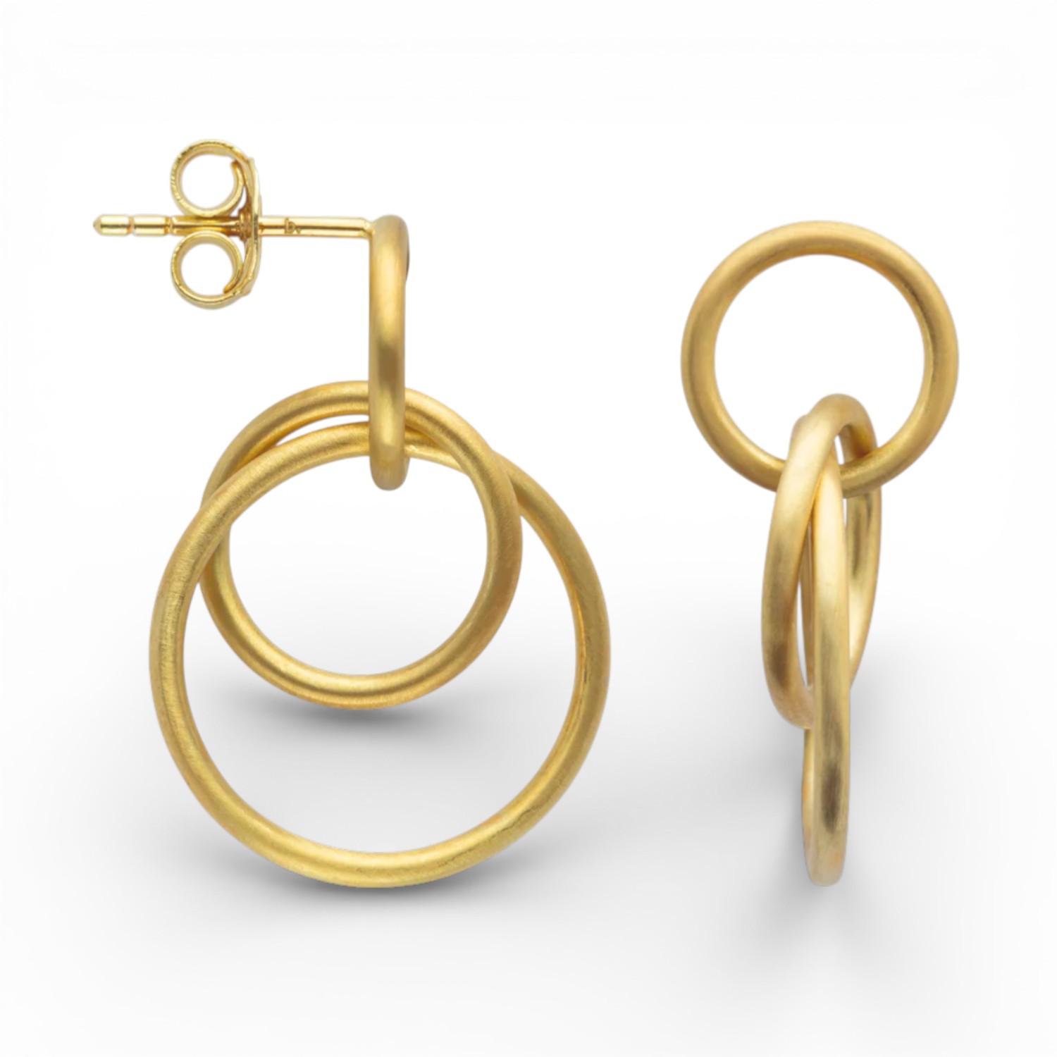 Ohrstecker Modern Lightness von Bastian für Damen, 27mm, goldfarben, 925 Silber vergoldet