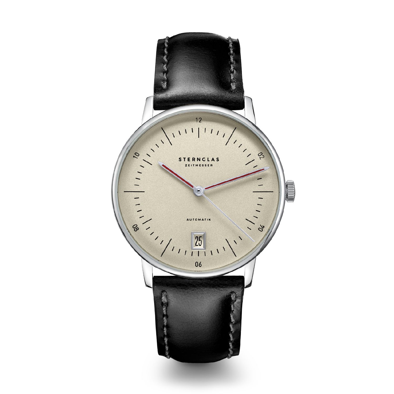 STERNGLAS NAOS AUTOMATIK OXFORD, Unisex Silber & Grau, Lederarmband, 38mm Edelstahl, Safirglas