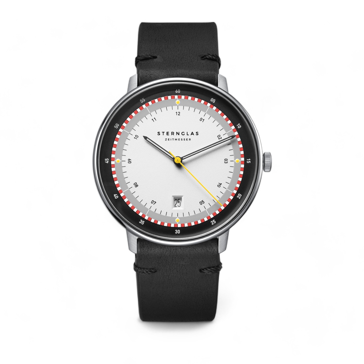 STERNGLAS Hamburg Edition Hafen Herrenuhr 40mm Edelstahl, Lederarmband, Safirglas, 5 Bar