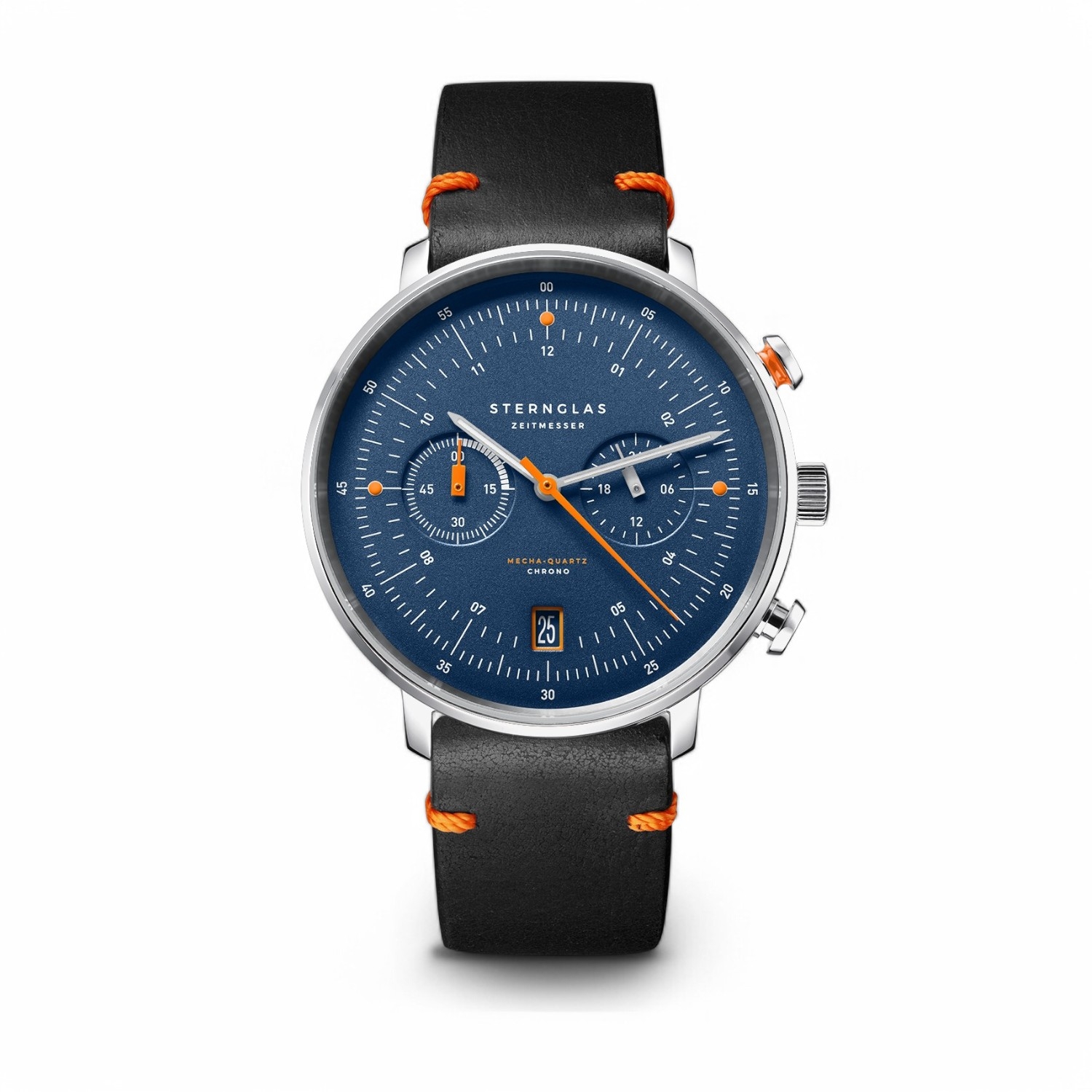STERNGLAS Hamburg Chrono Edition Küste dunkelblau Herren Armbanduhr 41mm Quarz-Chronograph Lederarmband