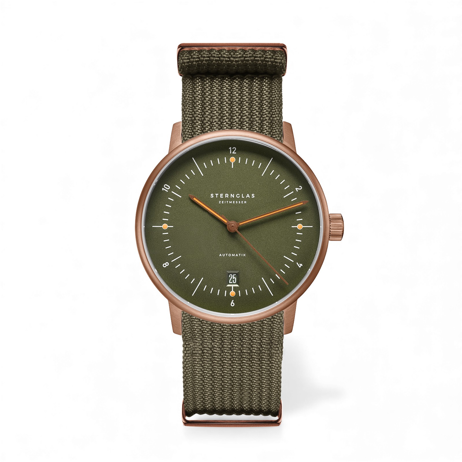 STERNGLAS Naos Edition Bronze Automatik Herrenarmbanduhr grün-braun, 38mm Edelstahl, Safirglas, 5 Bar