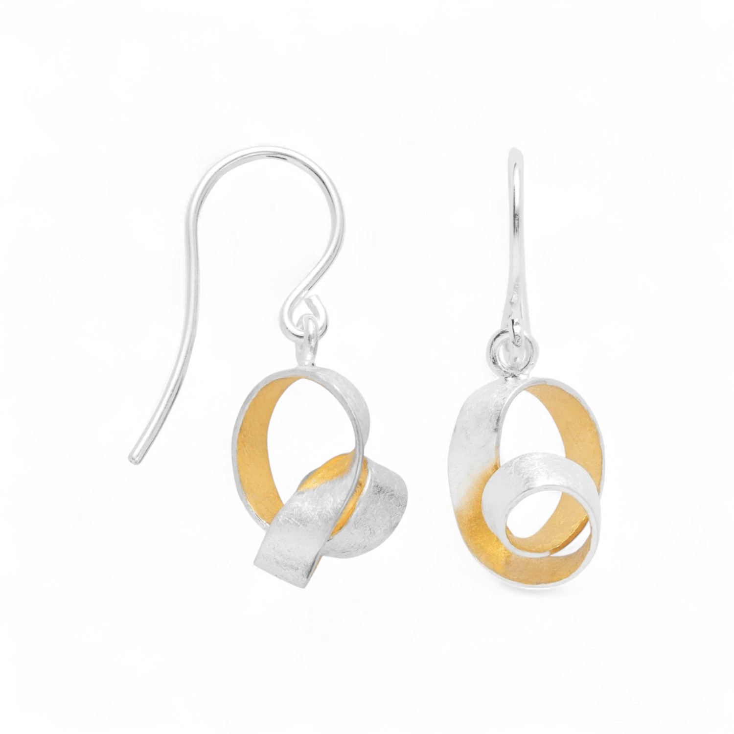 Bastian Ohrhänger Two-Tone Lively aus 925 Silber und vergoldetem Silber für Damen, 13x10mm, silber-gold
