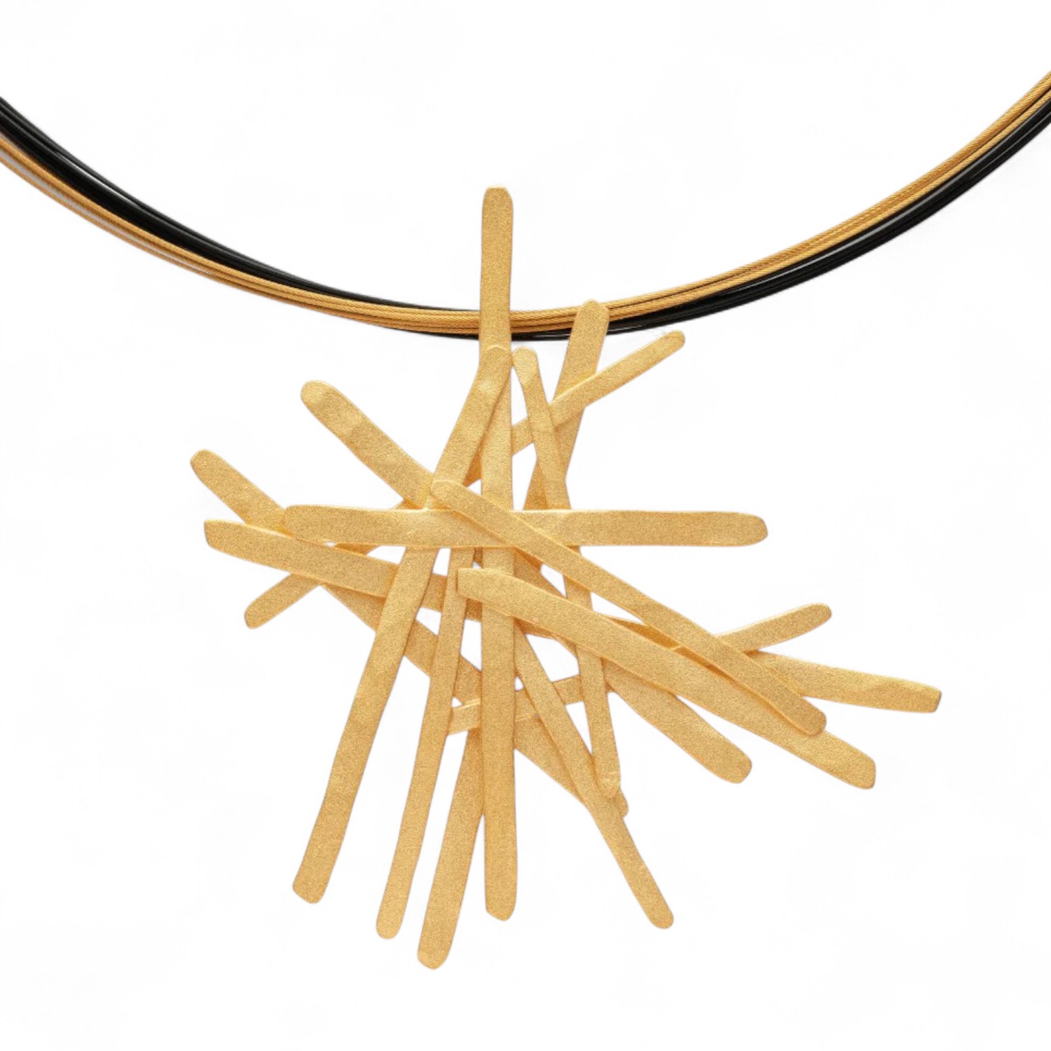 Bastian Mikado Collection Damen Anhänger aus 925 Silber vergoldet in Goldfarben, 50x53mm