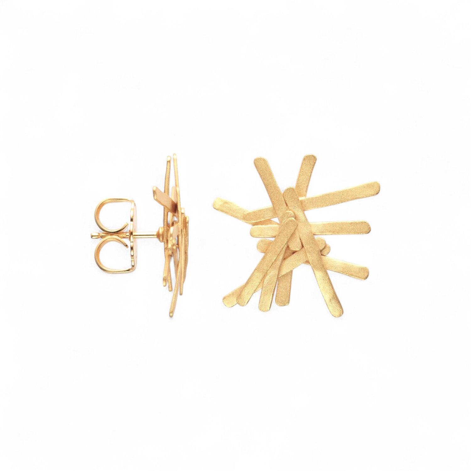 Bastian Ohrstecker Mikado Collection in Gold, 21x23mm, vergoldetes Silber 925 für Damen