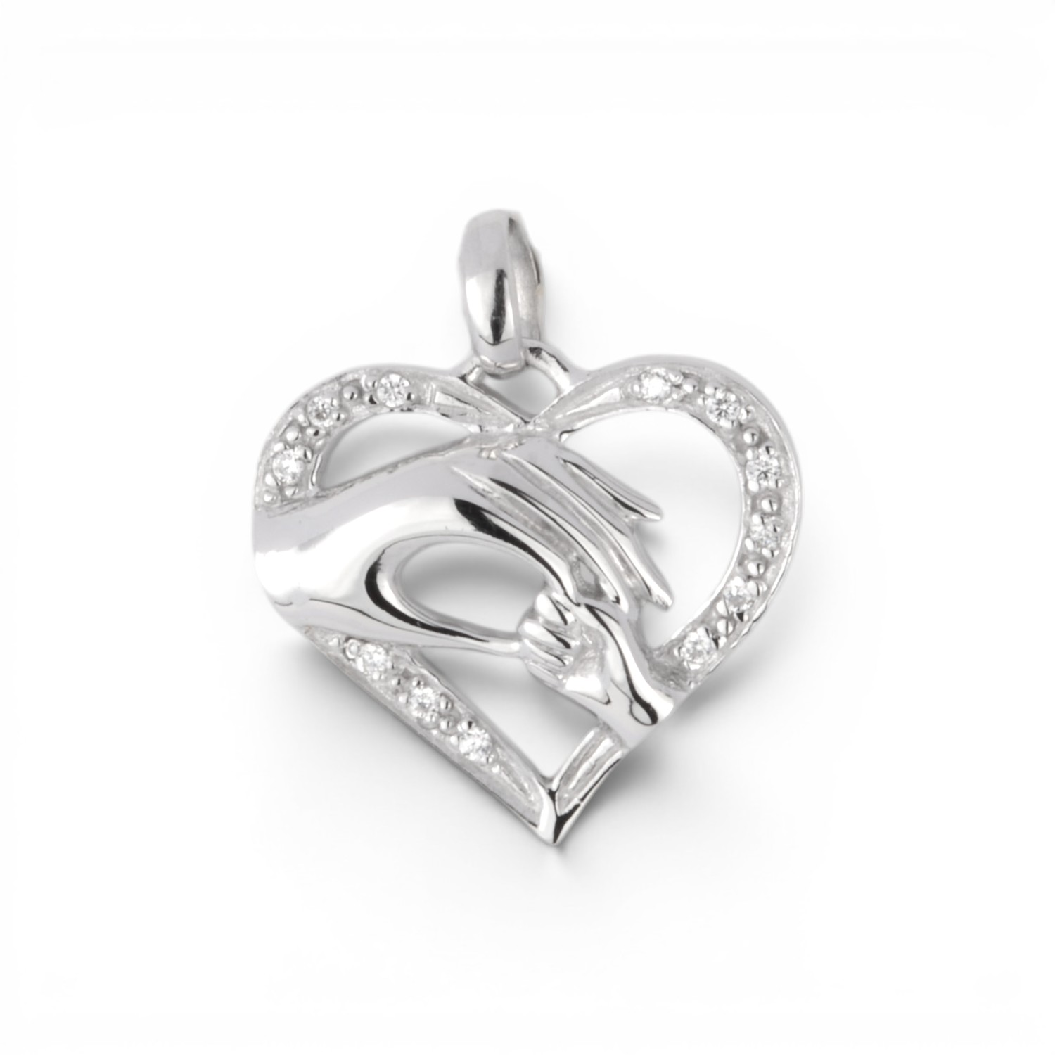 Schmidt Anhänger Mutter & Kind aus 925 Silber mit Zirkonia, 17,5x18mm, Damen Schmuck in Silberfarben