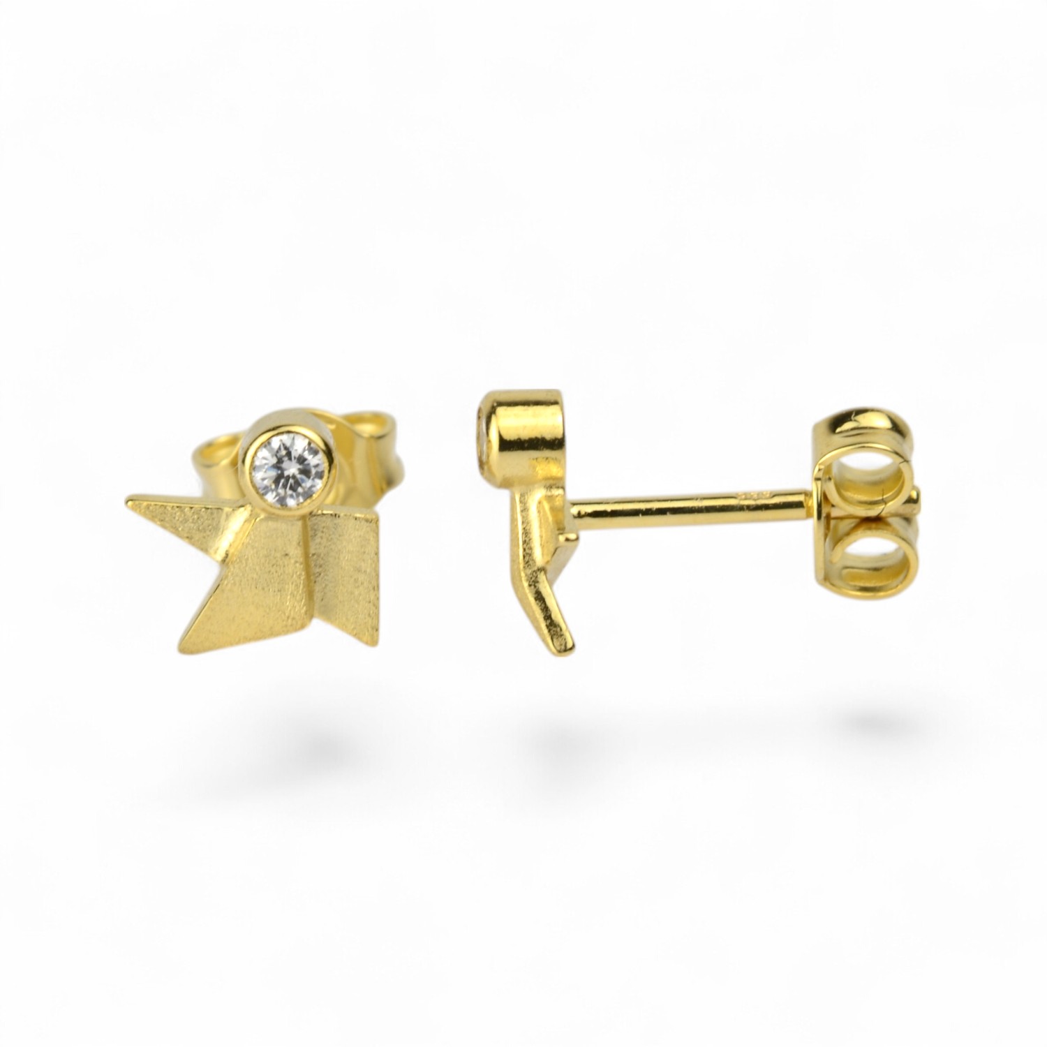 Schmidt Ohrstecker aus 585 Gelbgold mit 2 Brillanten, Damen Ohrschmuck, 6,5mm, feines Weiß, elegant