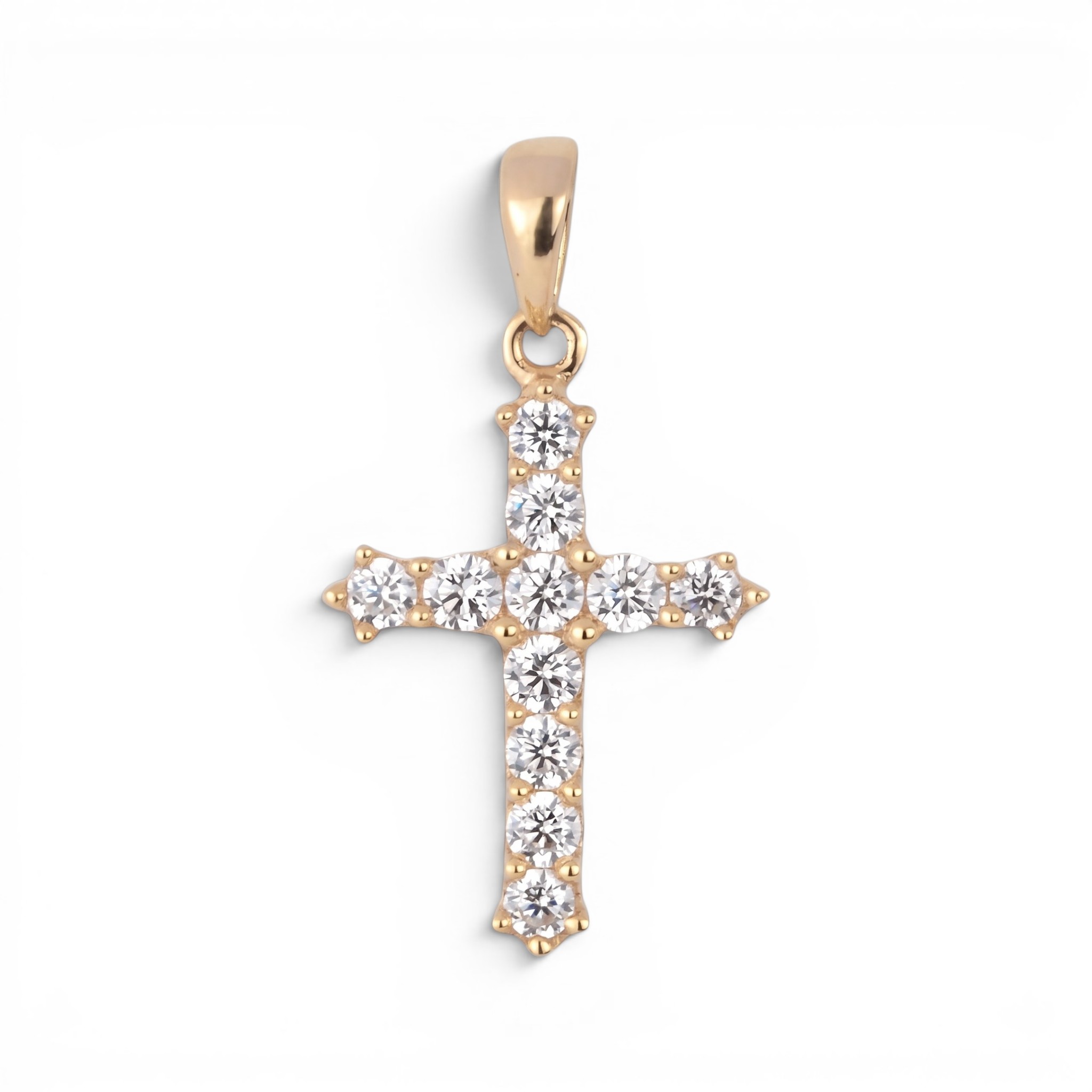 Schmidt Kreuz Anhänger aus 375 Gold mit Zirkonia für Damen und Kinder, goldfarben, 15,7x10,75mm