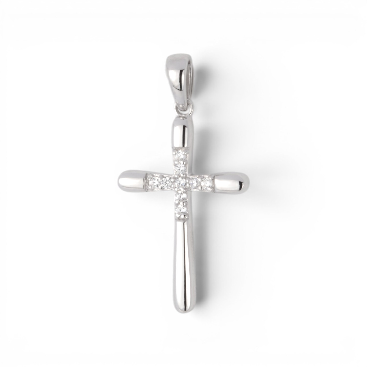 Schmidt Kreuz Anhänger aus 925 Silber mit Zirkonia für Damen und Kinder, 22,4x14mm, silberfarben
