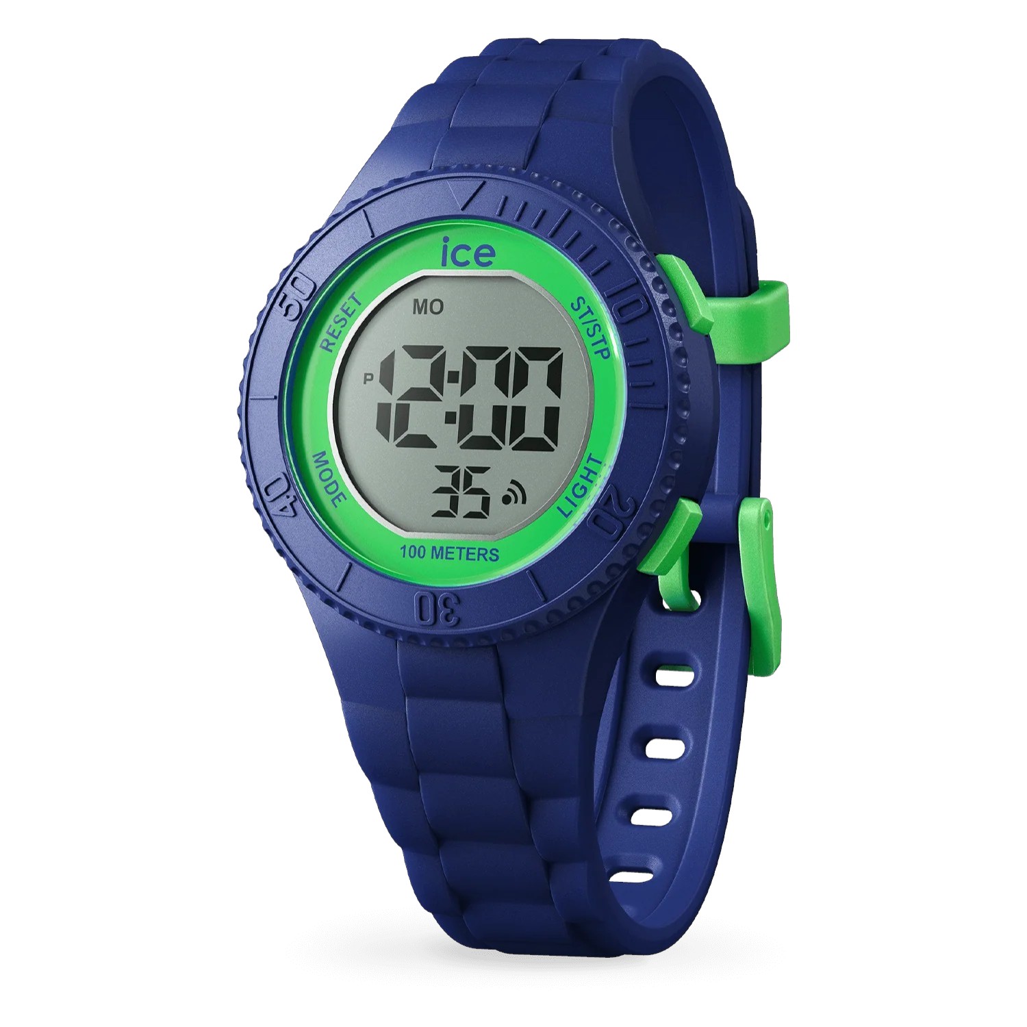 ICE digit Dino Kinderarmbanduhr blau-grün, 32mm, Quarz-Digital, 10 Bar wasserdicht, Kunststoffarmband