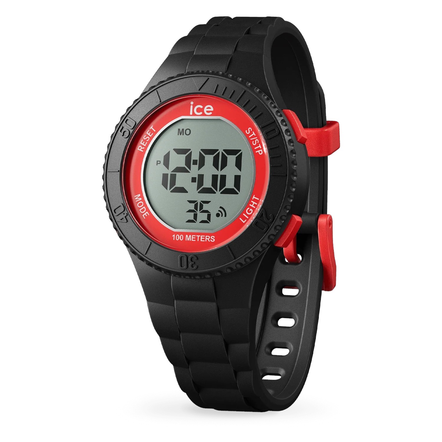 ICE digit Kinderarmbanduhr Black Spider schwarz-rot, 35mm, Quarz-Digital, 10 Bar wasserdicht,