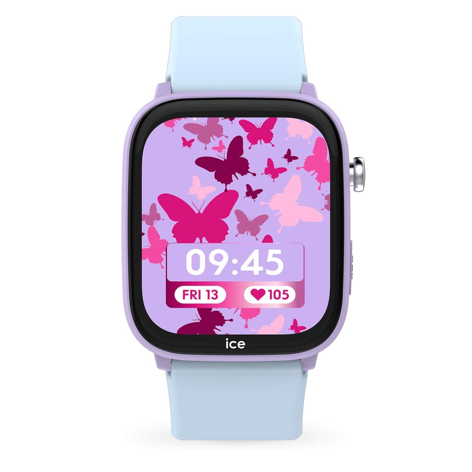 ICE smart 3.0 Kinder Smartwatch in Blau und Violett mit Apple Find My, 42 mm Gehäuse, Kunststoffarmband