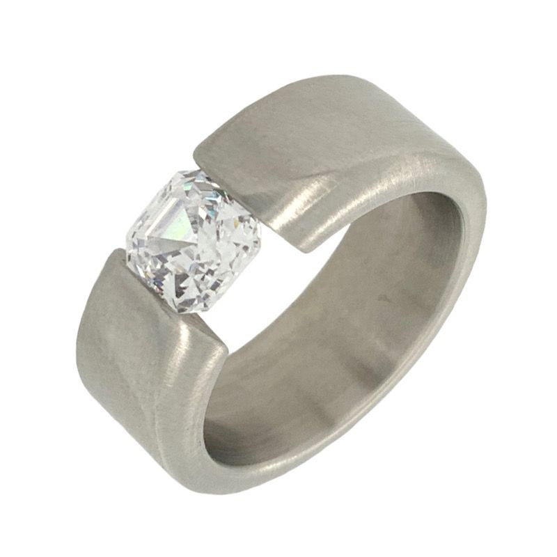 Kadó Damen Spannring, Edelstahl silber, Zirkonia Steinbesatz, Größe 54