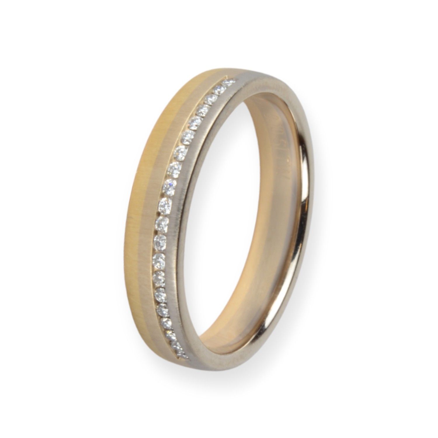 Gerstner Trauring Sonnenlicht Damen, 585 Gold, 4mm, 20 Diamanten Brillant, bicolor