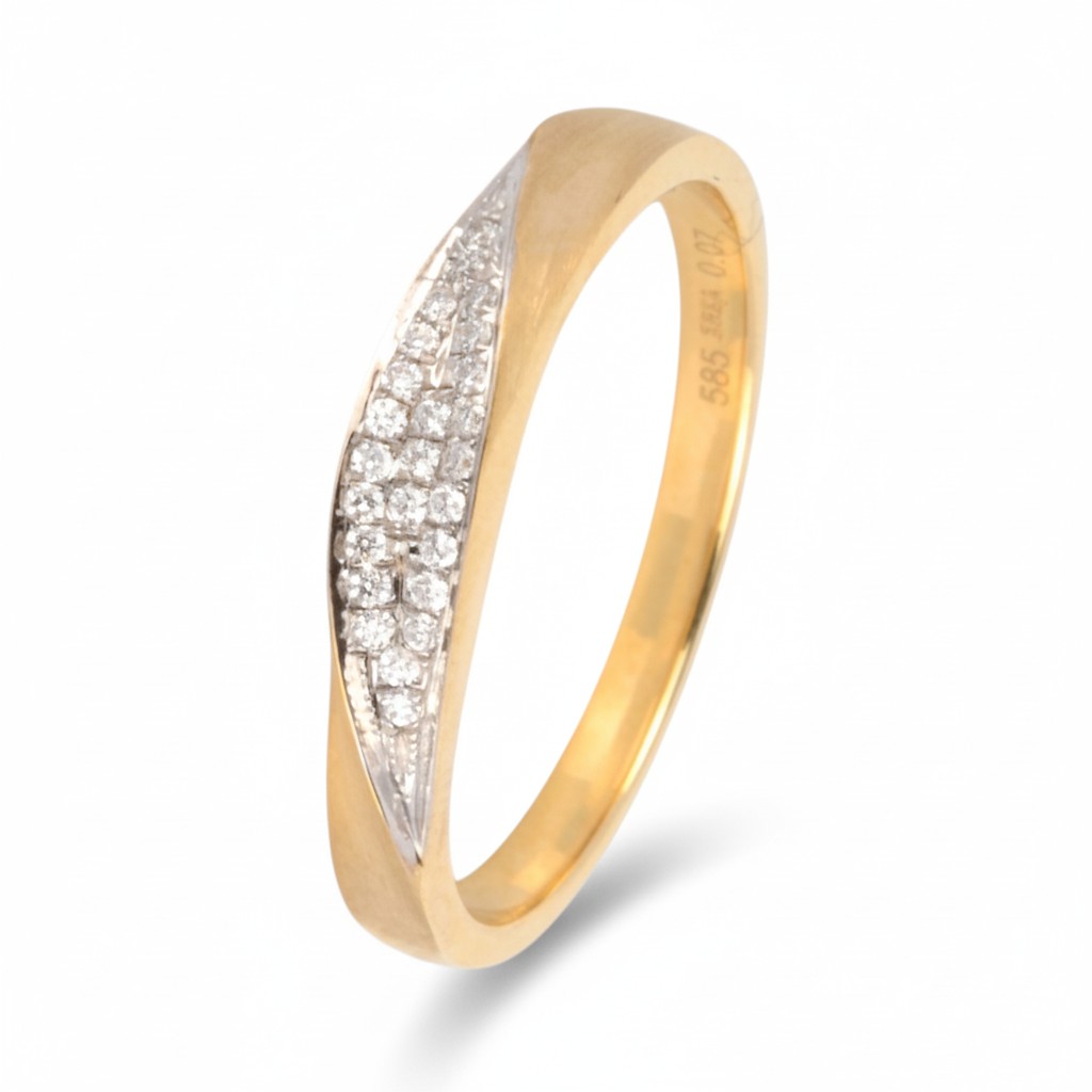 Schmidt Damenring aus 585 Gelbgold mit 26 Brillanten Wesselton-Weiß, 3,5mm breit, Ringgröße 56