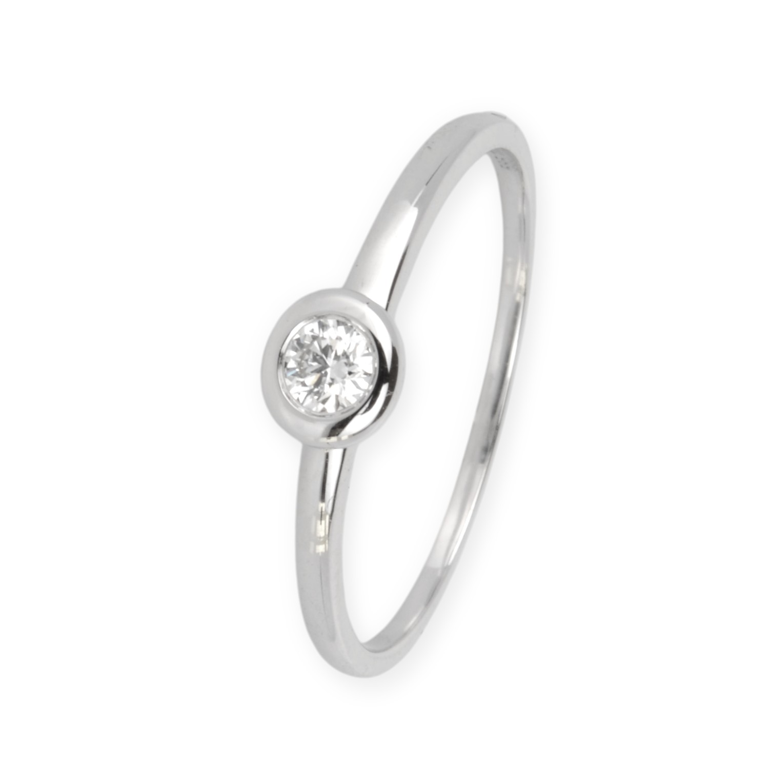 Schmidt Solitärring aus Weißgold mit 0,1 ct Brillant für Damen – elegante Verlobungsschmuck in Silberfarben