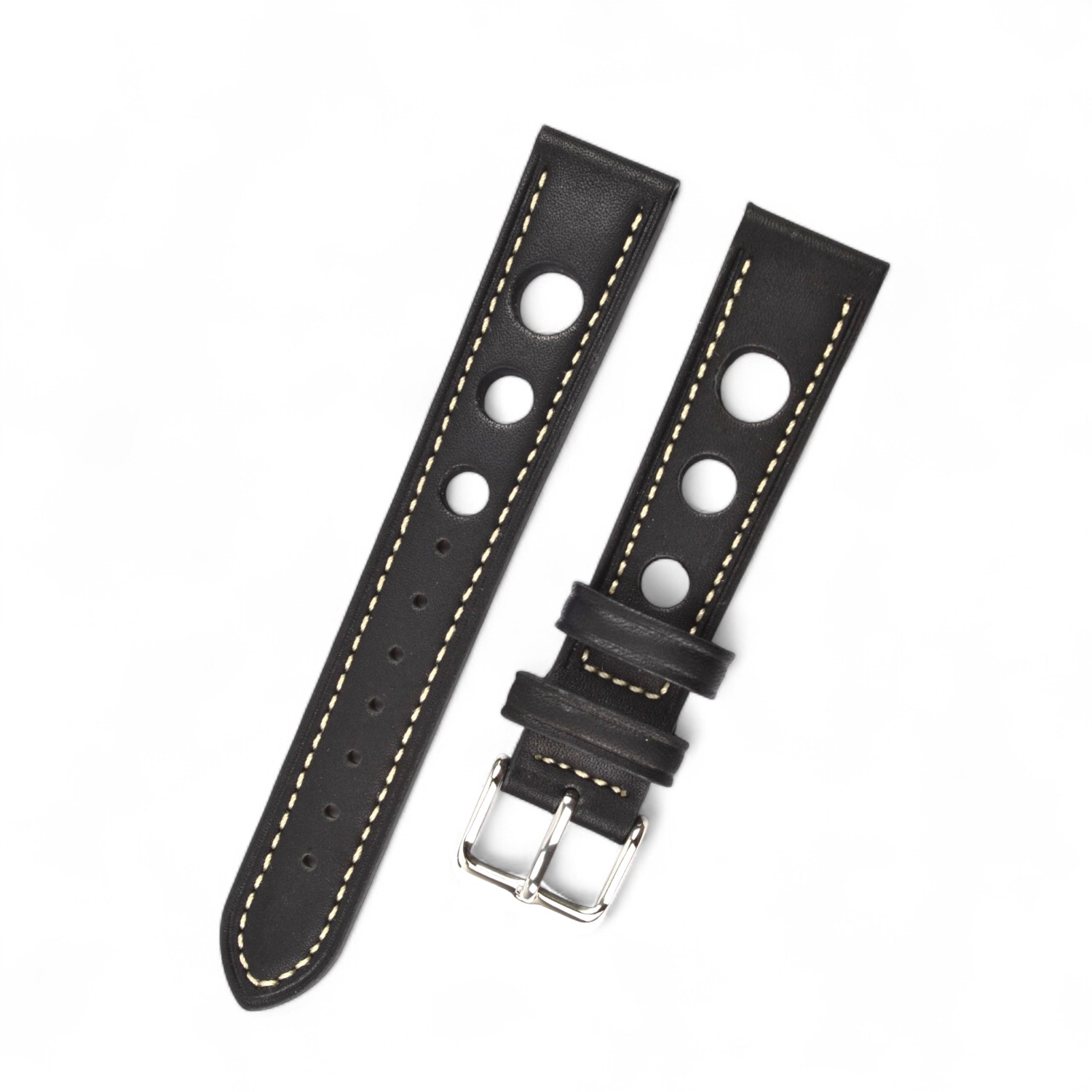 Schmidt Grand-Prix Uhrenarmband Schwarz Leder, Unisex, 18mm Anstoßbreite