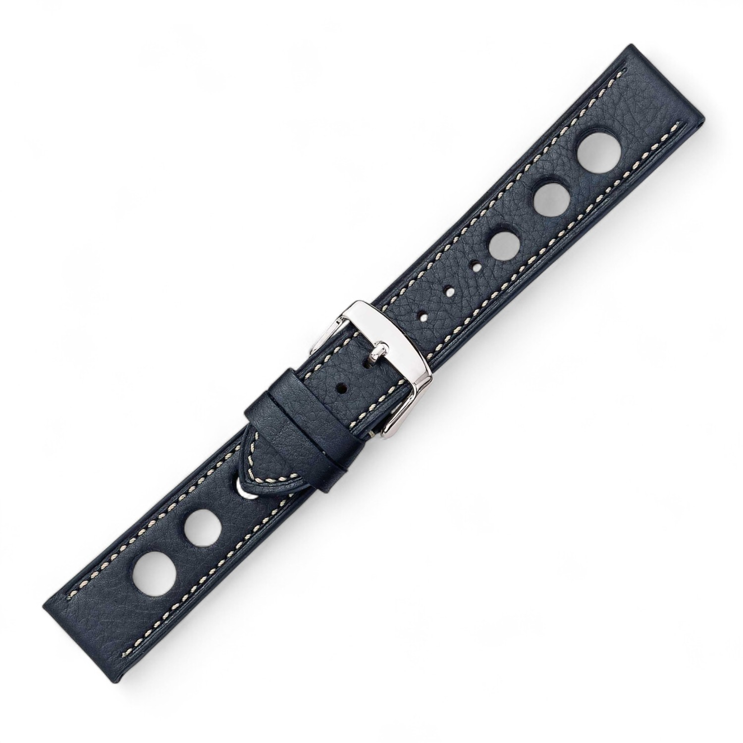 Schmidt Grand-Prix Herren Uhrenarmband aus schwarzem Leder, 22mm Anstoßbreite, 4mm dick, 20mm Schließenbreite