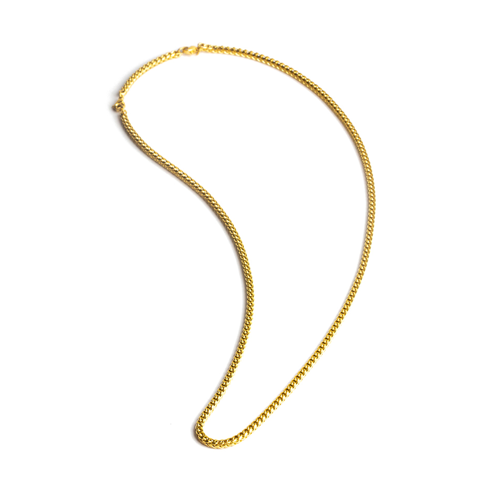 GEMINI Fuchsschwanz-Halskette Herren aus vergoldetem Edelstahl, 54+10cm, 3mm, goldfarben