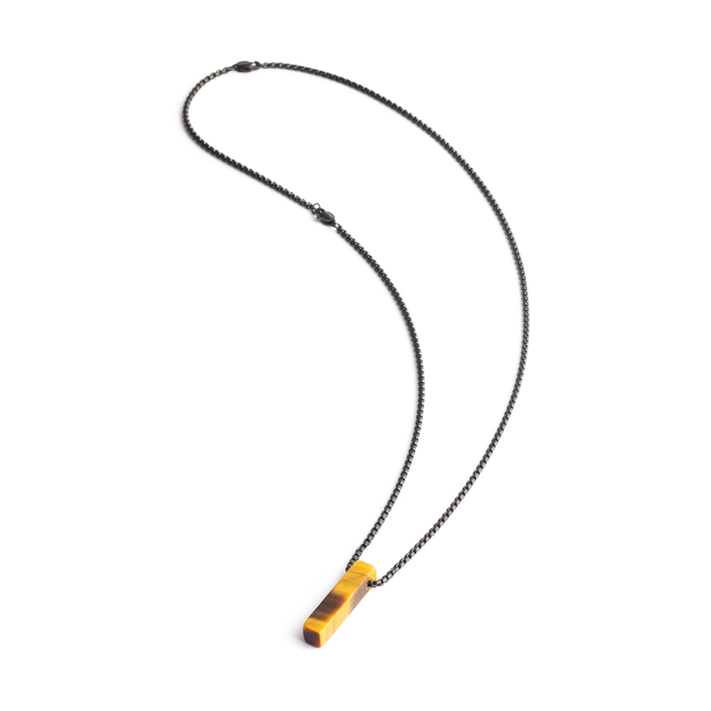 GEMINI Edelstahl-Halskette für Herren mit Tigerauge, schwarz-braun, 45+10cm, stilvoll und robust