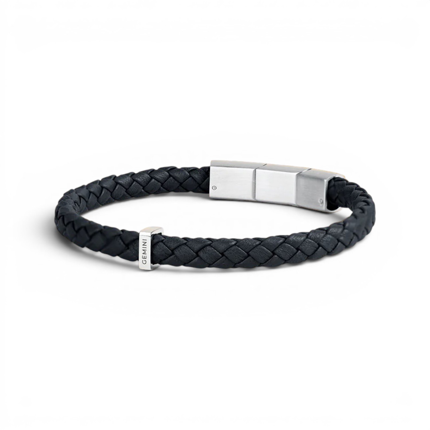 GEMINI Armband Una Blue aus italienischem Nappaleder für Herren, Edelstahl, blau-silber, 20-21cm