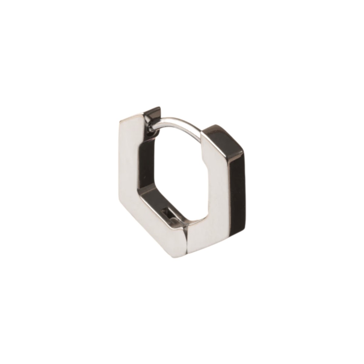 GEMINI Titanohrring für Herren, silberfarbene Einzelcreole, sechseckig, 12x2,5mm, stilvoller Ohrschmuck