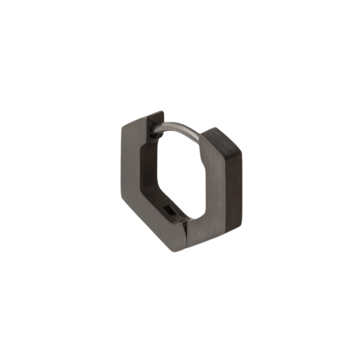 GEMINI Titanohrring für Herren, sechseckig, schwarz, 12,4x2,5mm, stylischer Ohrschmuck Einzelcreole
